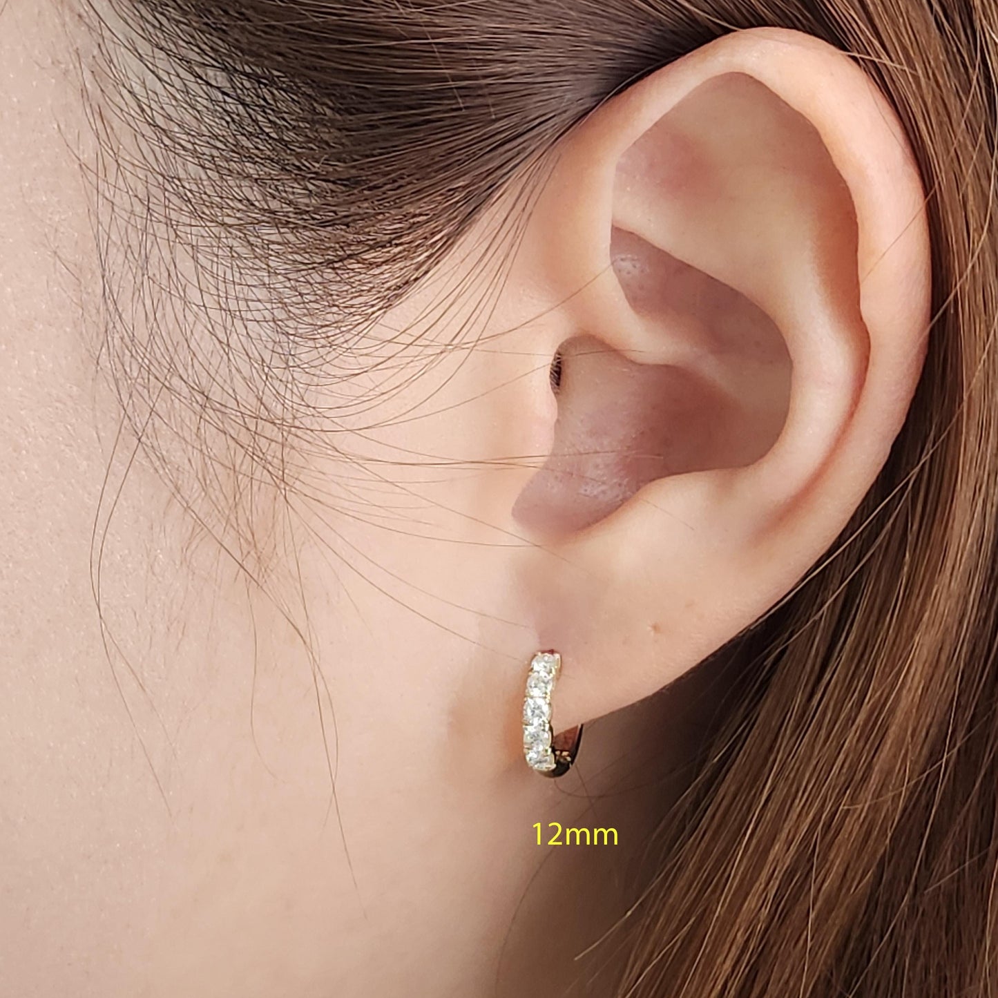 Natural Diamond Diameter 12mm Earrings/ Diamond Hoop Earring/ 14K,18K gold Natural Diamond Hoop Earrings/ Anniversary gift