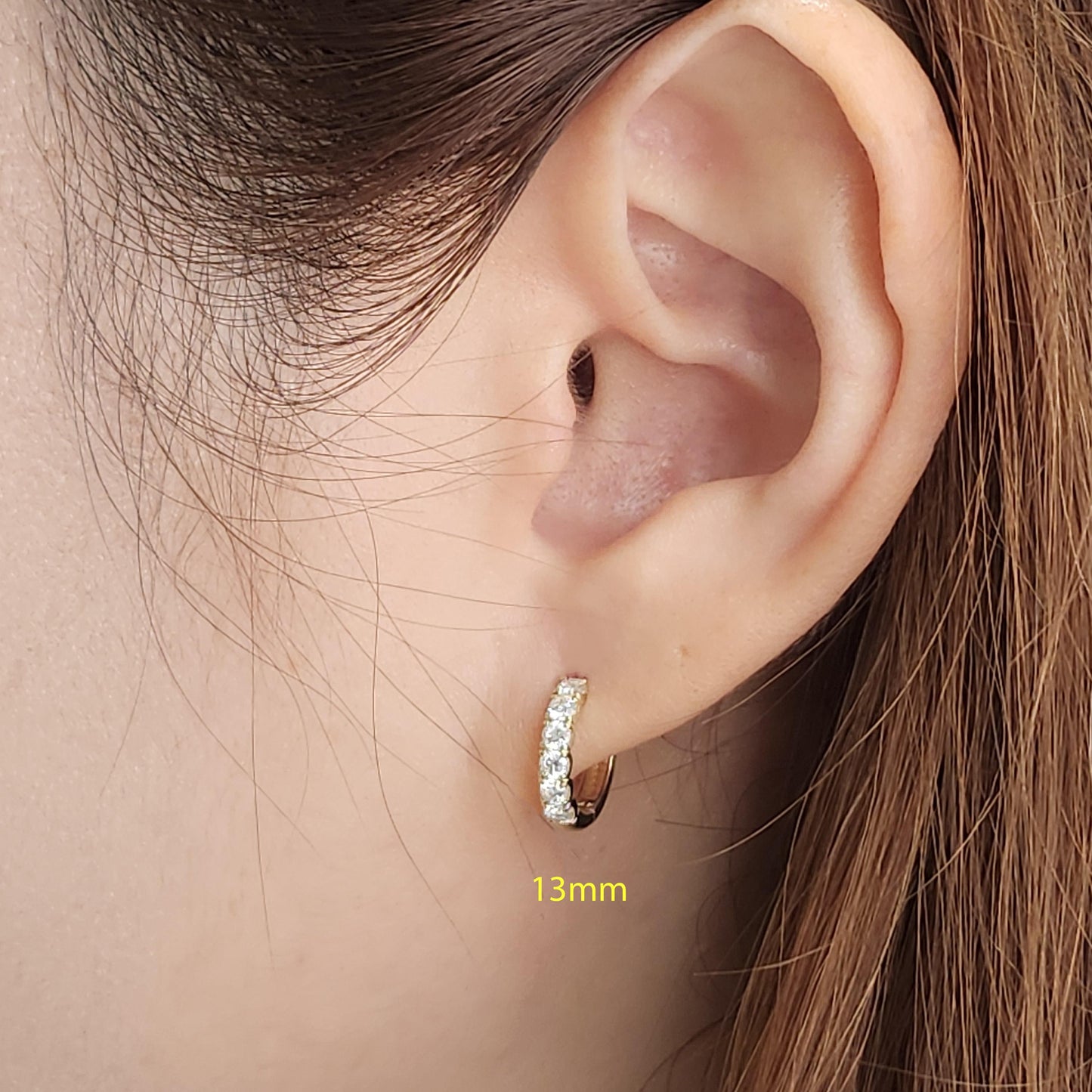 Natural Diamond Diameter 13mm Earrings/ Diamond Hoop Earring/ 14K,18K gold Natural Diamond Hoop Earrings/ Anniversary gift