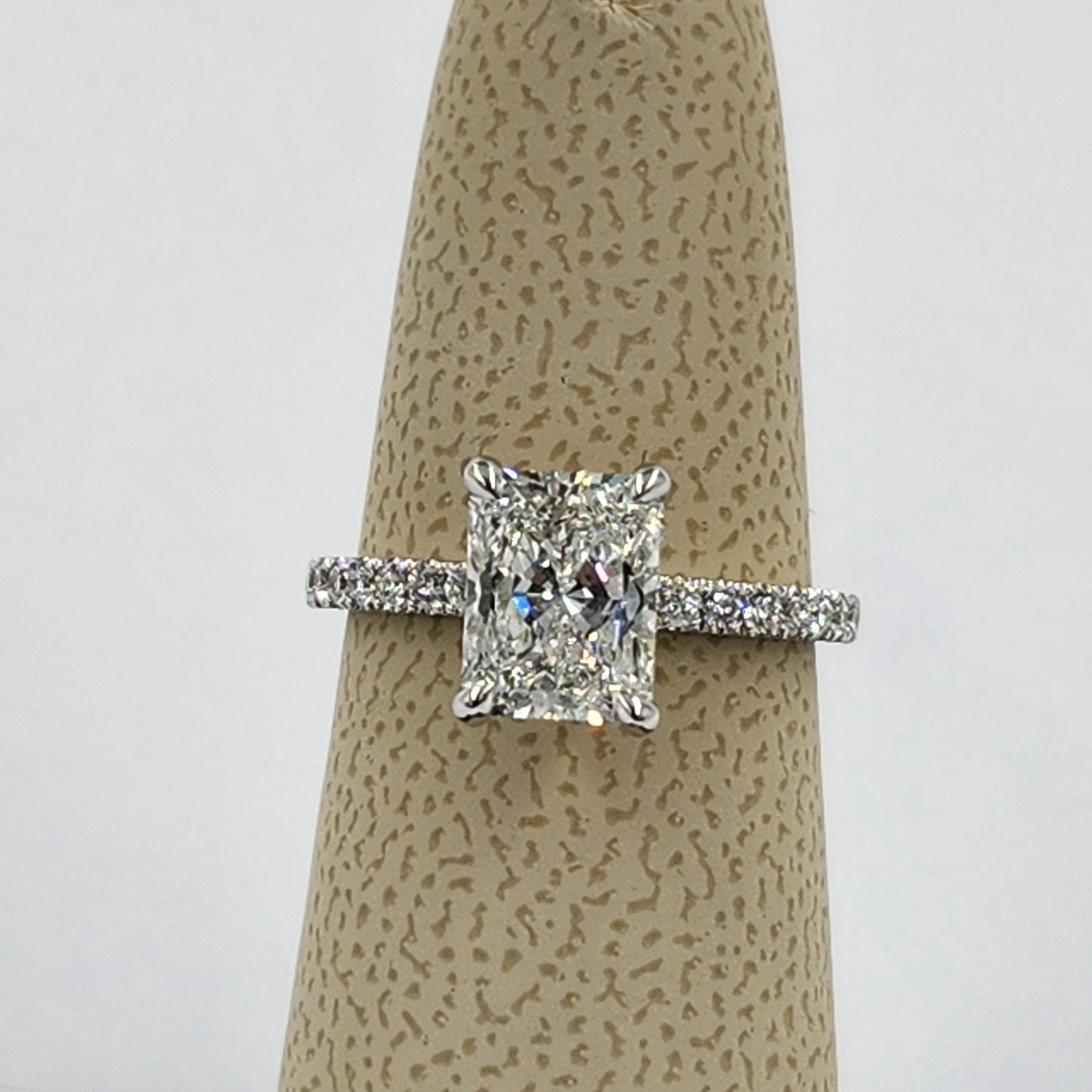 GIA Certified 1.8ct Radiant Cut Natural Diamond Engagement Ring: Platinum, 14K, 18K Gold Stackable Anniversary Ring