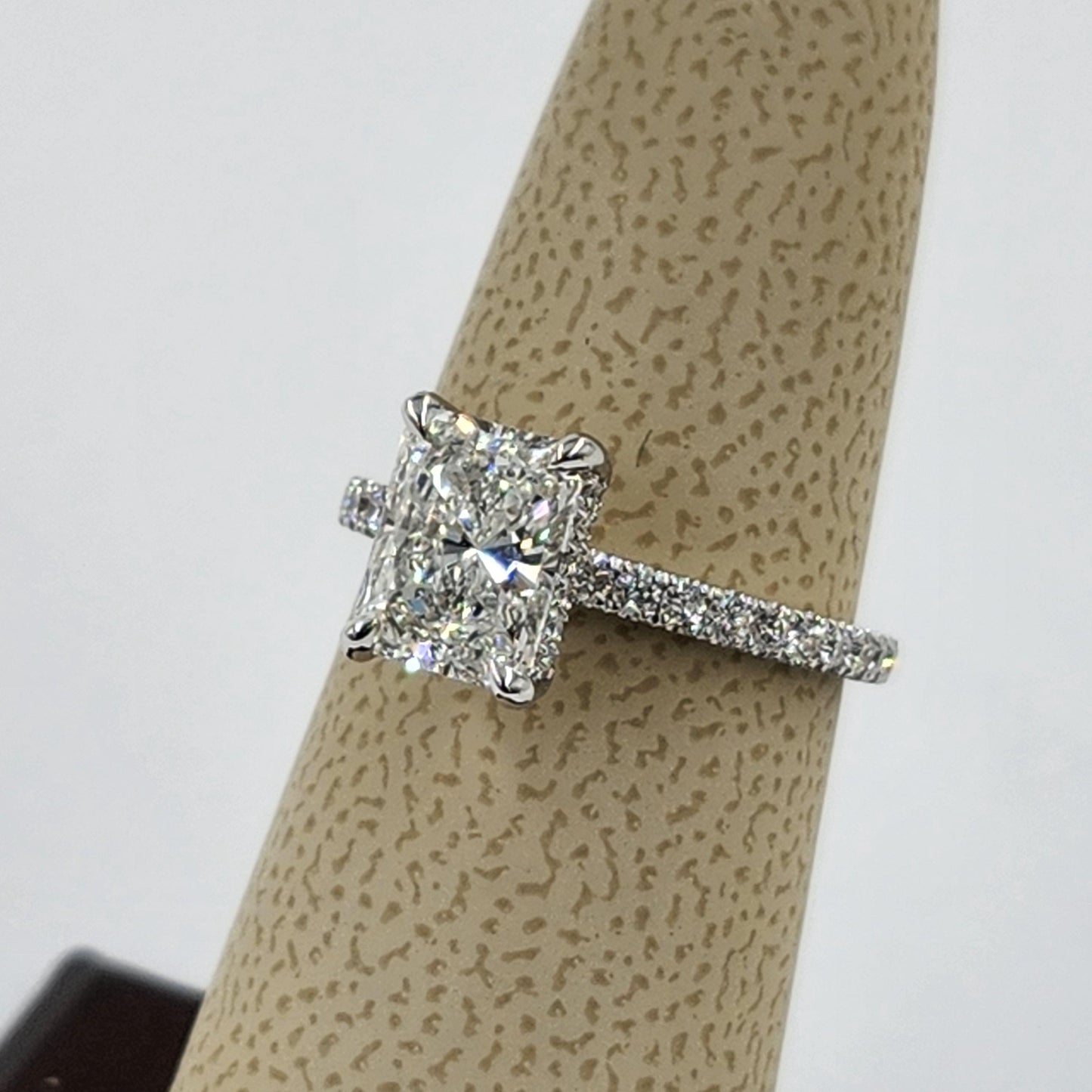 GIA Certified 1.8ct Radiant Cut Natural Diamond Engagement Ring: Platinum, 14K, 18K Gold Stackable Anniversary Ring