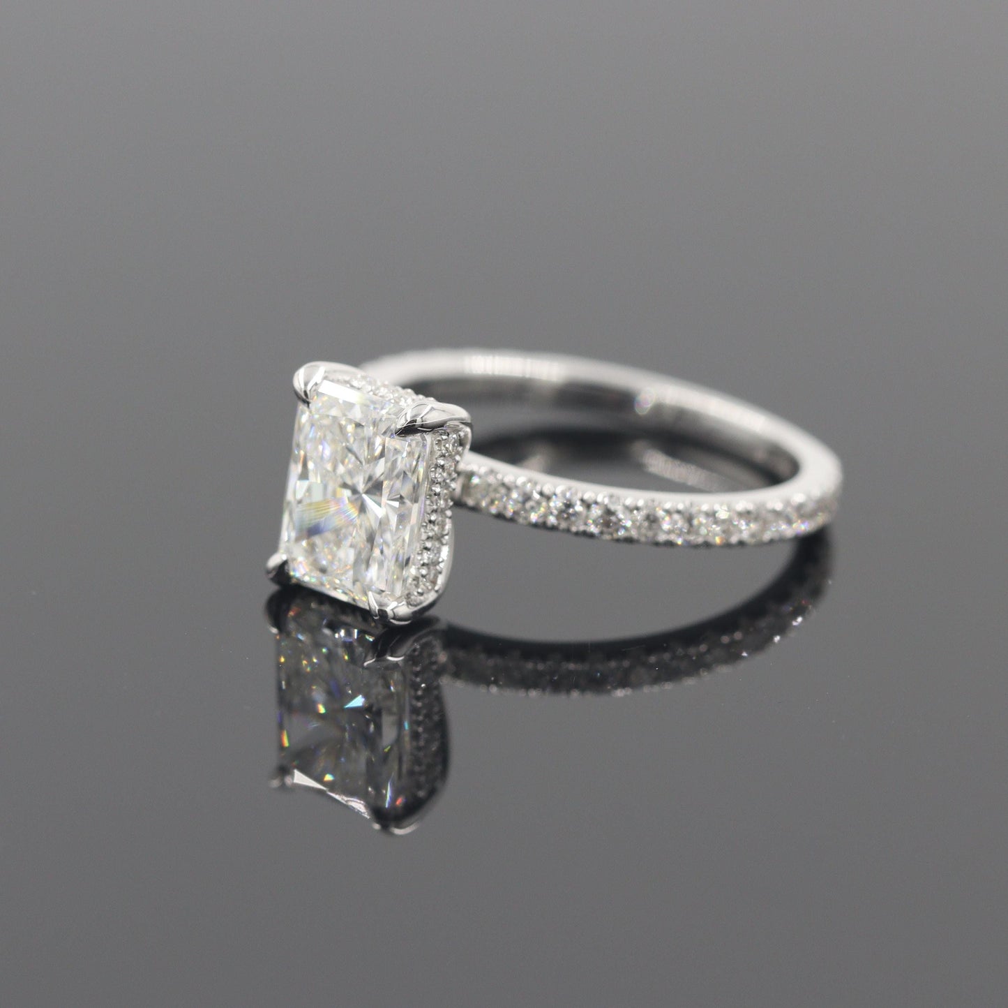 GIA Certified 1.8ct Radiant Cut Natural Diamond Engagement Ring: Platinum, 14K, 18K Gold Stackable Anniversary Ring