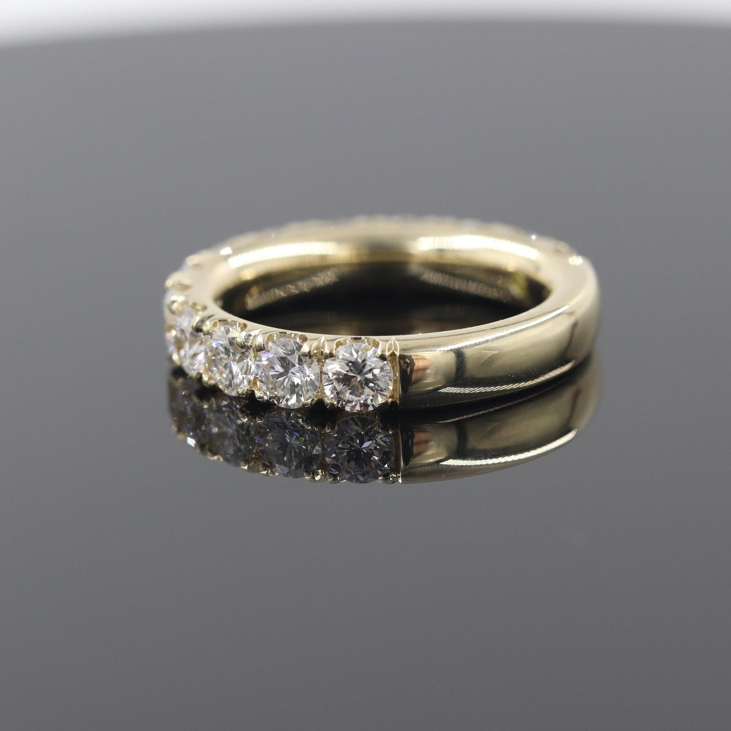 Round Diamond 3/4 Eternity Wedding Band - 14k Gold Diamond 3.9mm Width Stackable Band - Anniversary Ring