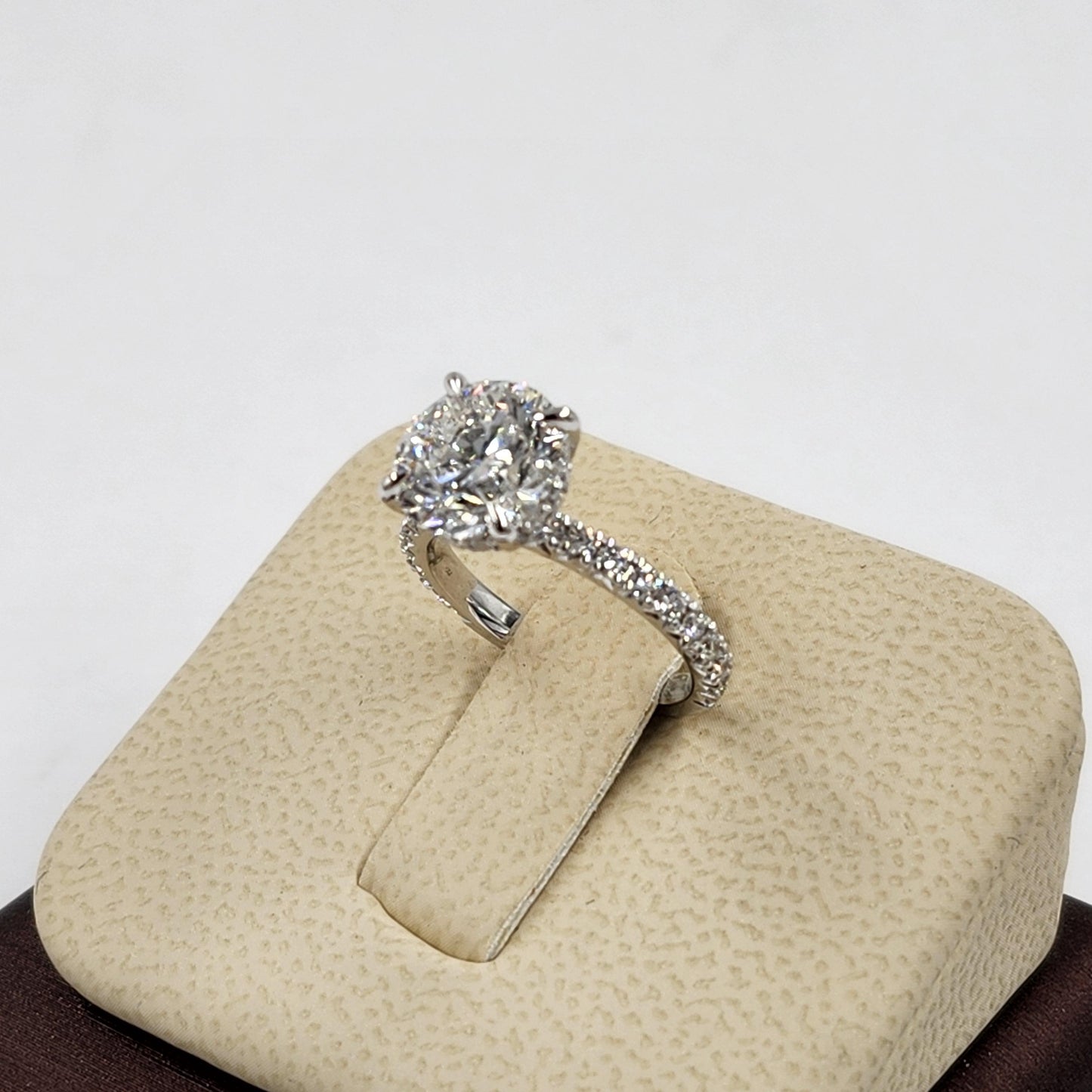 Round Diamond Engagement Ring, 14K Gold French Pave Hidden Halo Diamond 4 Prong Ring - Anniversary gift