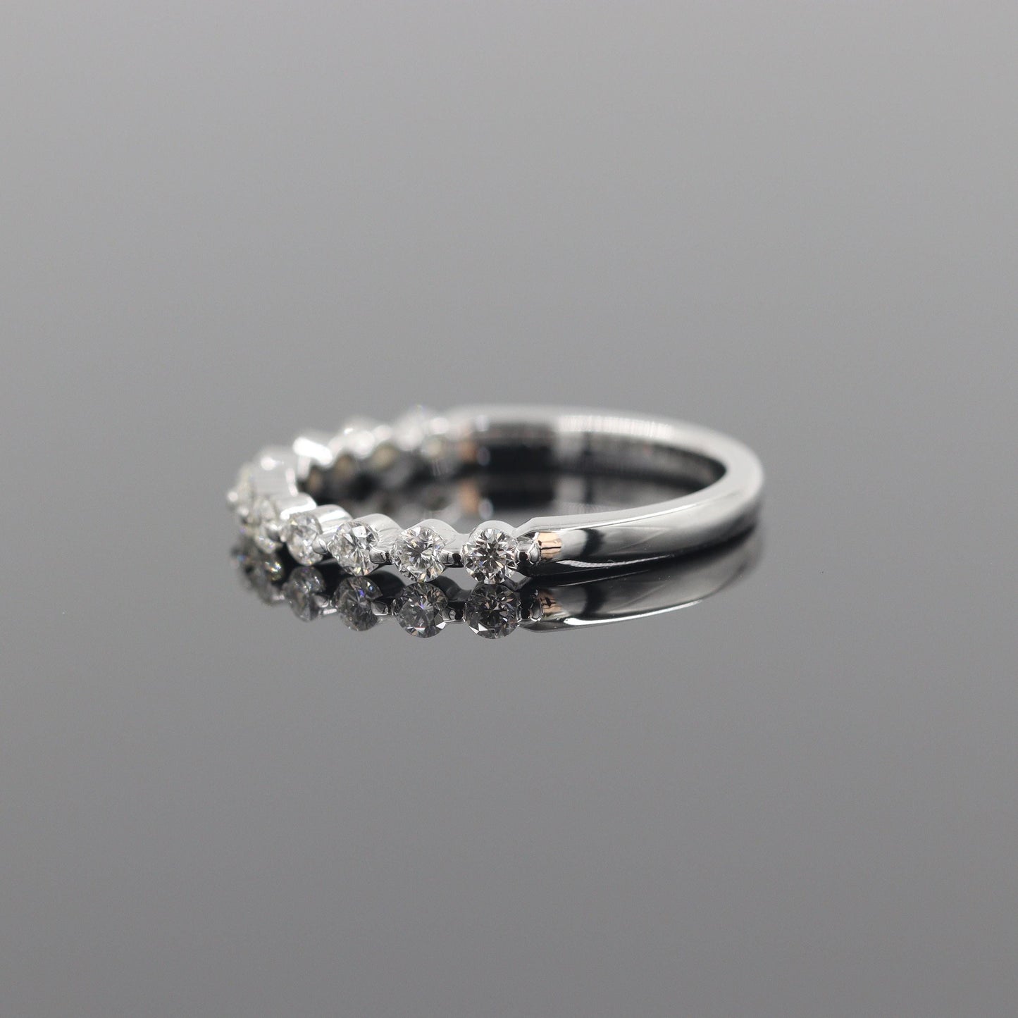 Natural Diamond Half Eternity Wedding Band - 14K Gold Single Prong Ring