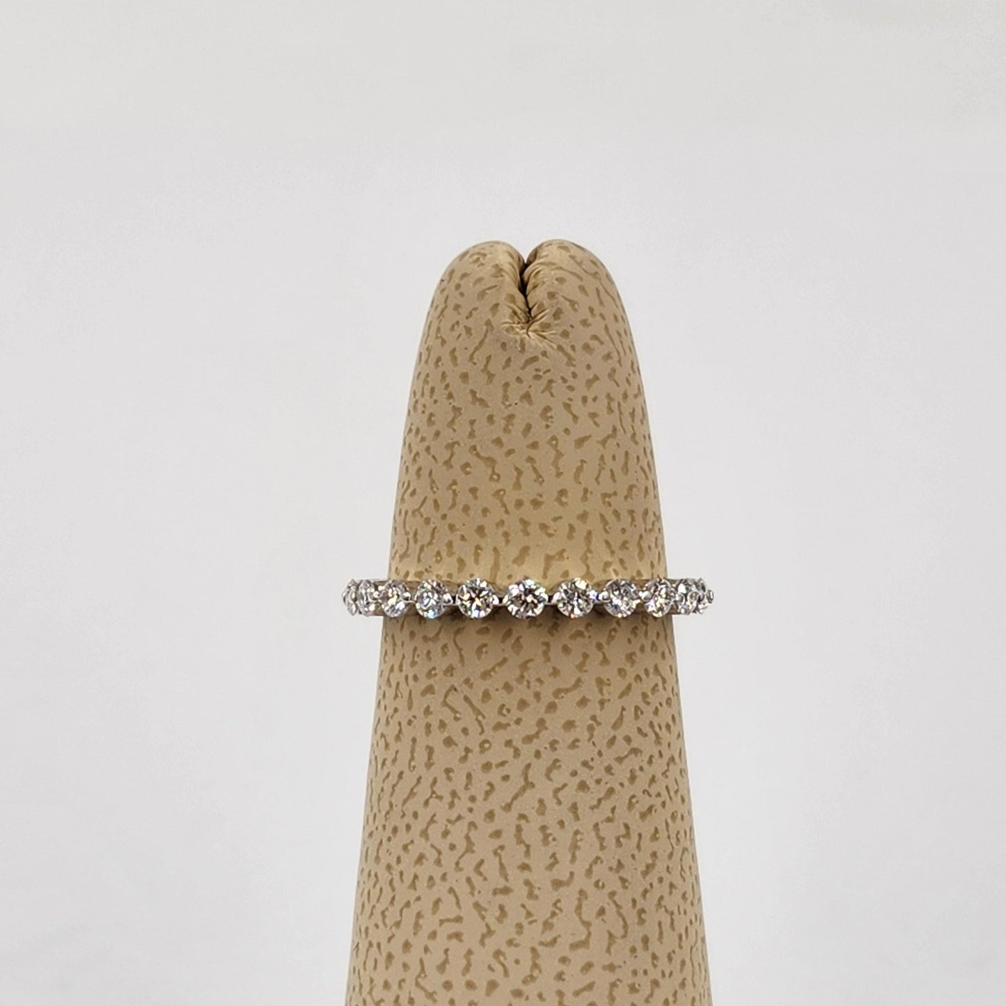 Natural Diamond Half Eternity Wedding Band - 14K Gold Single Prong Ring