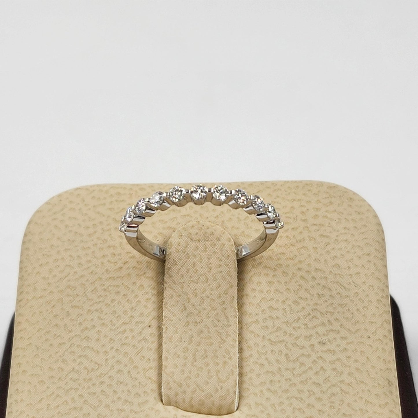 Natural Diamond Half Eternity Wedding Band - 14K Gold Single Prong Ring