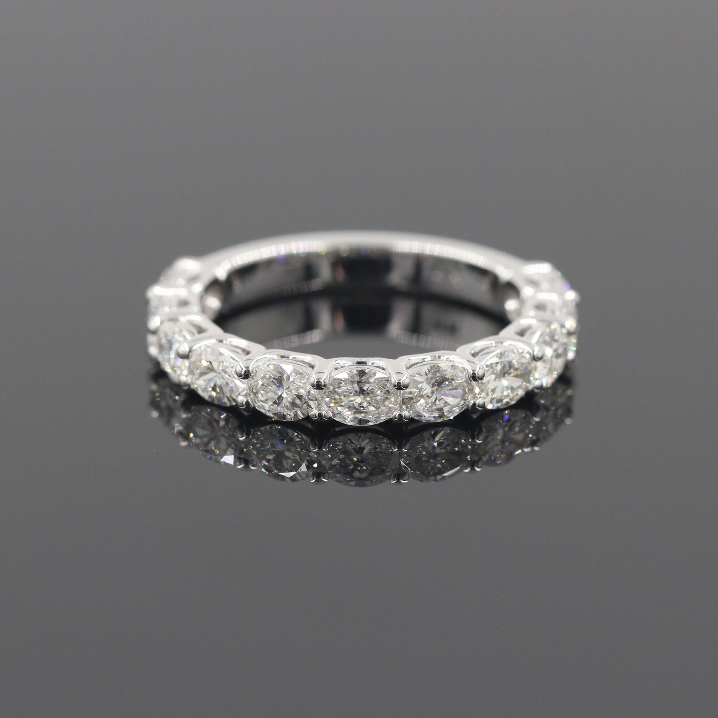 Oval Natural Diamond 3/4 Eternity Band: Platinum, 14K, 18K Gold Wedding Ring - Anniversary gift