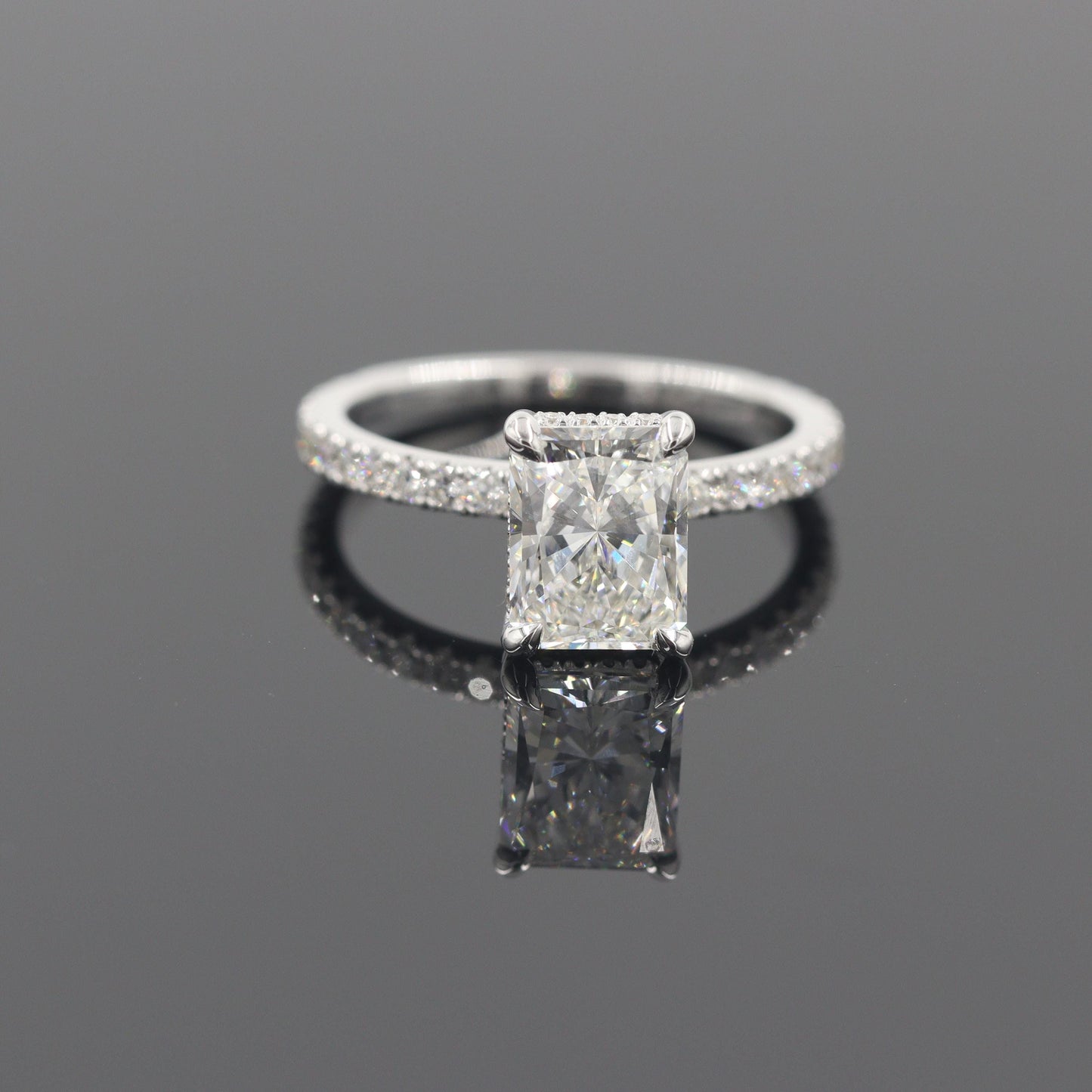 GIA Certified 1.8ct Radiant Cut Natural Diamond Engagement Ring: Platinum, 14K, 18K Gold Stackable Anniversary Ring