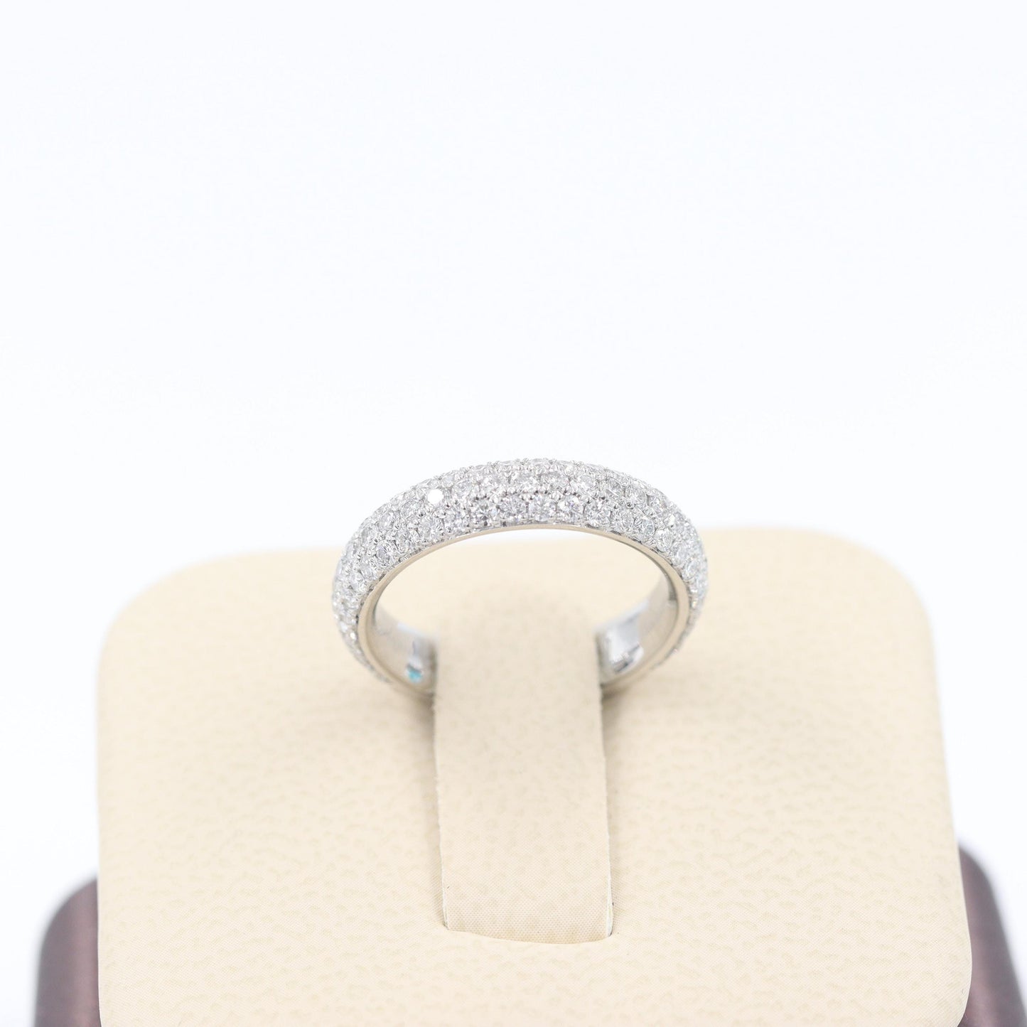 14K Gold 3 Row Natural Diamond Eternity 4.0mm Wedding Band : 3/4 Eternity Stackable Ring - 3 Row Diamond Anniversary Ring