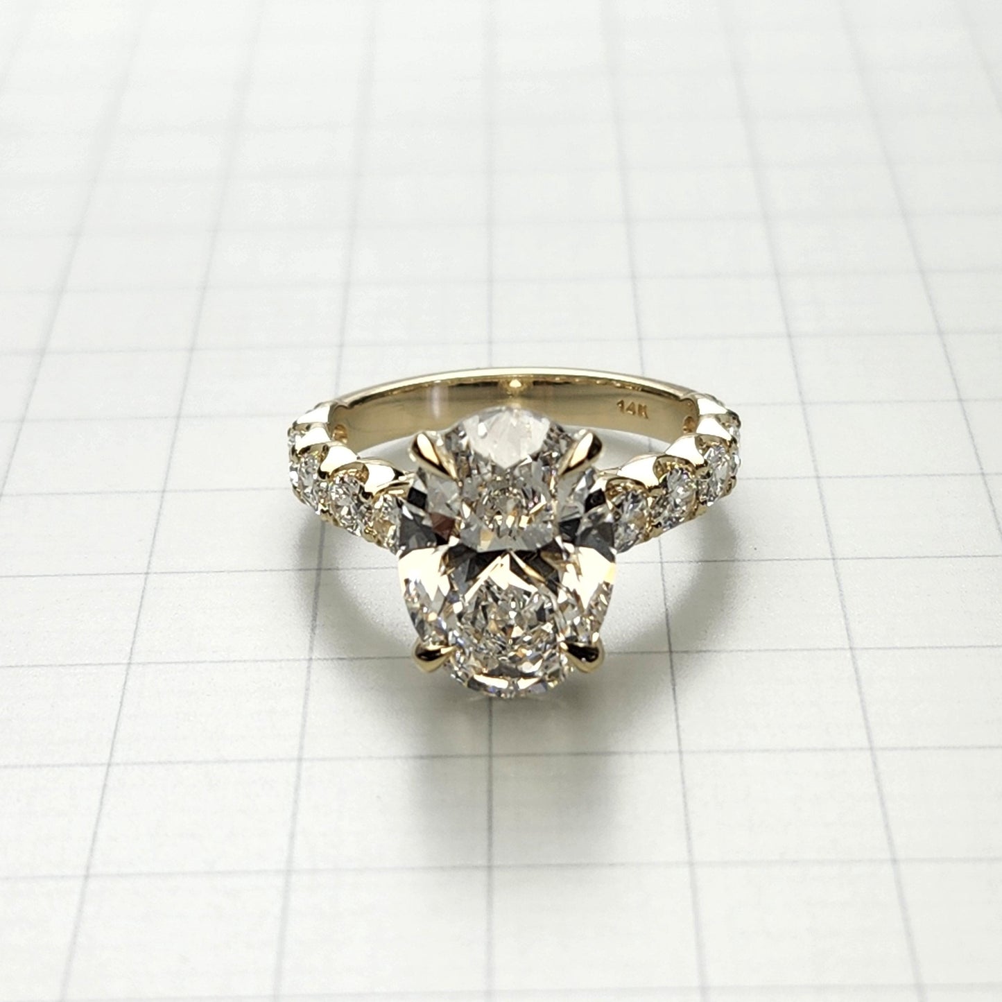 6ct Diamond Engagement Ring: 14K Gold Oval Halo Diamond Ring - Anniversary gift