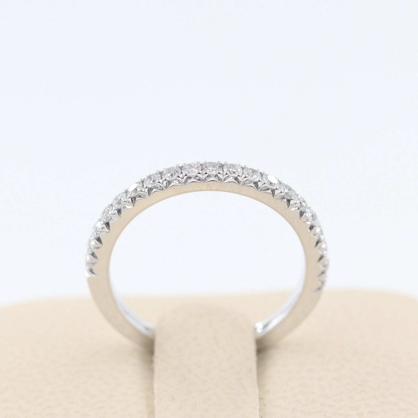 Half Eternity Diamond Band: 14K Gold French Pave Wedding Ring - French Pave 2.0mm Width Ring - Anniversary gift