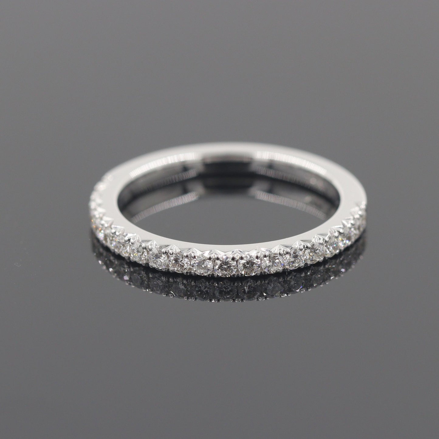 Half Eternity Diamond Band: 14K Gold French Pave Wedding Ring - French Pave 2.0mm Width Ring - Anniversary gift