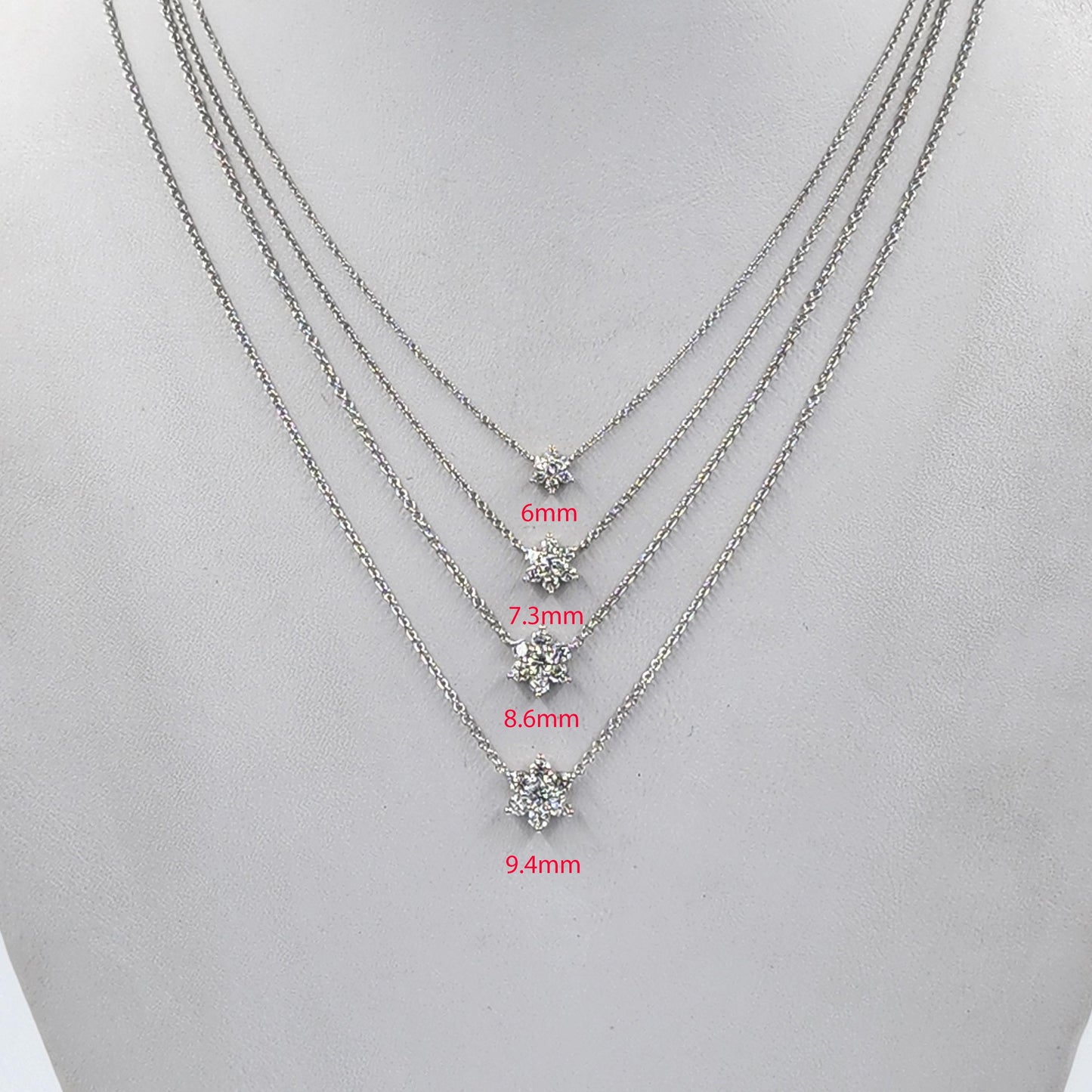 14K Gold Diamond Flower Necklace: Natural Diamond Snowflake Pendant - Anniversary gift