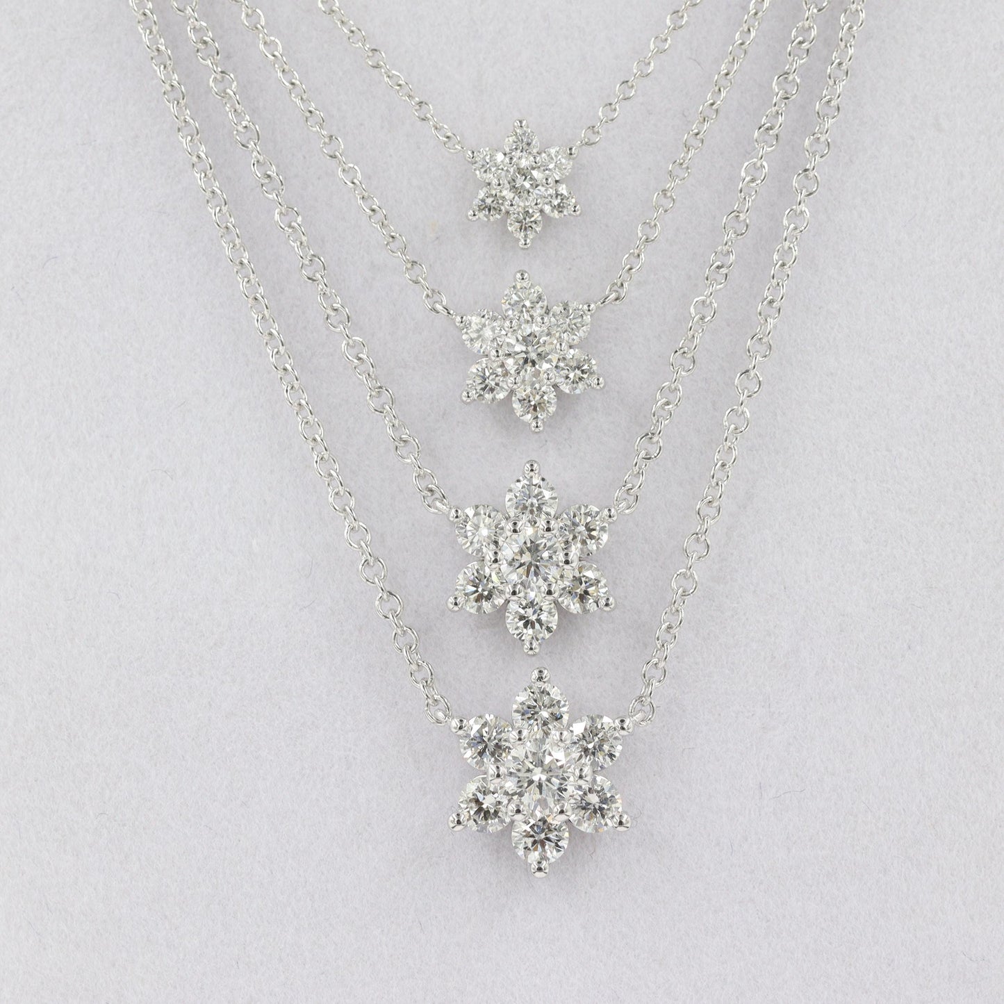 Natural Diamond Necklace/Flower 0.25ct Natural Diamond Pendant /14K Solid Gold Natural Diamond Snowflake Pendant - Anniversary gift