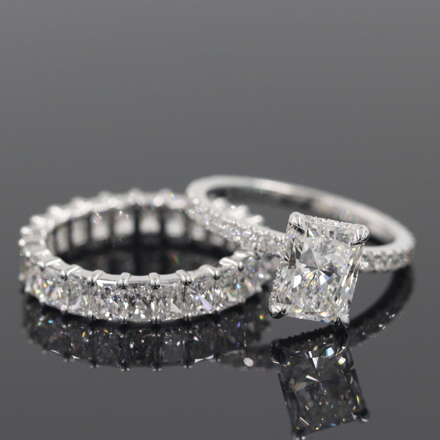 Radiant Cut Diamond Eternity Band – 18K Gold Stackable Wedding Ring