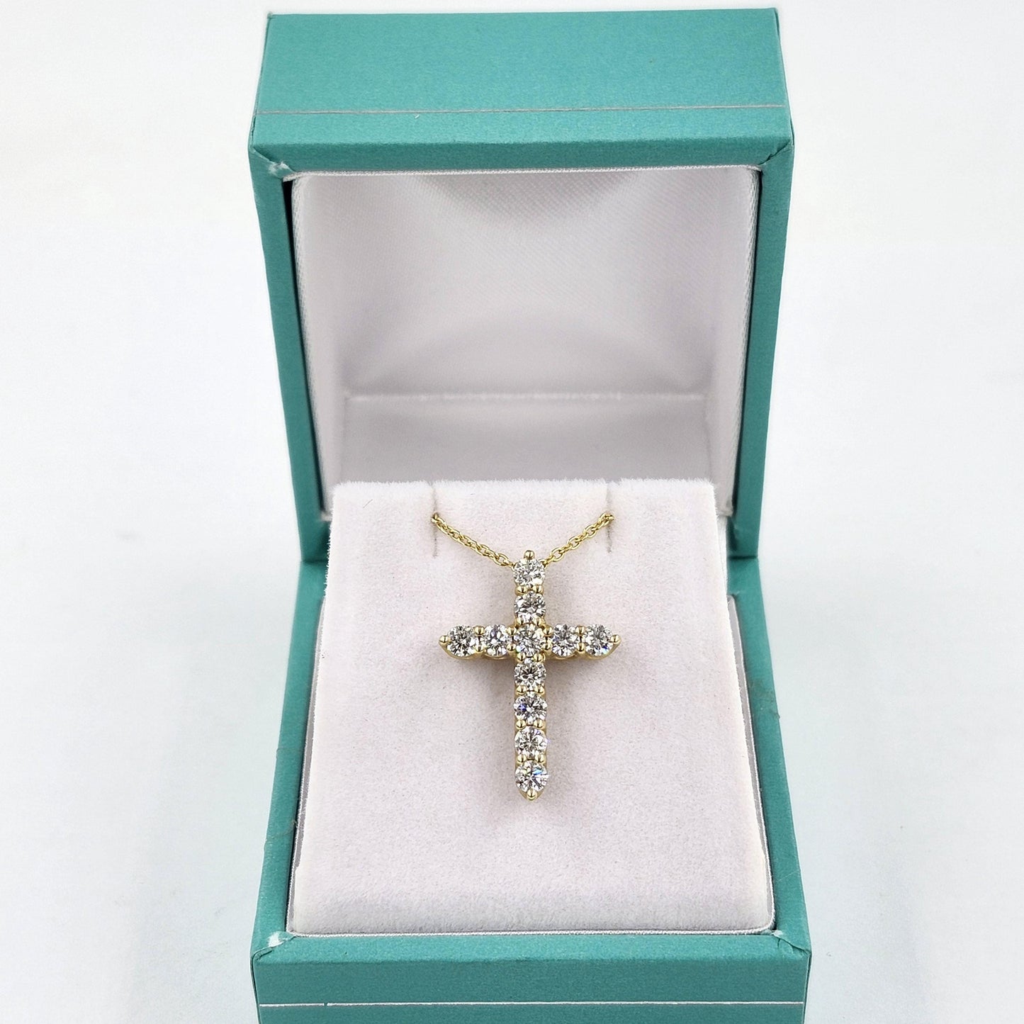 Diamond Cross Pendant: 14K Gold Religious Necklace- Anniversary Gift