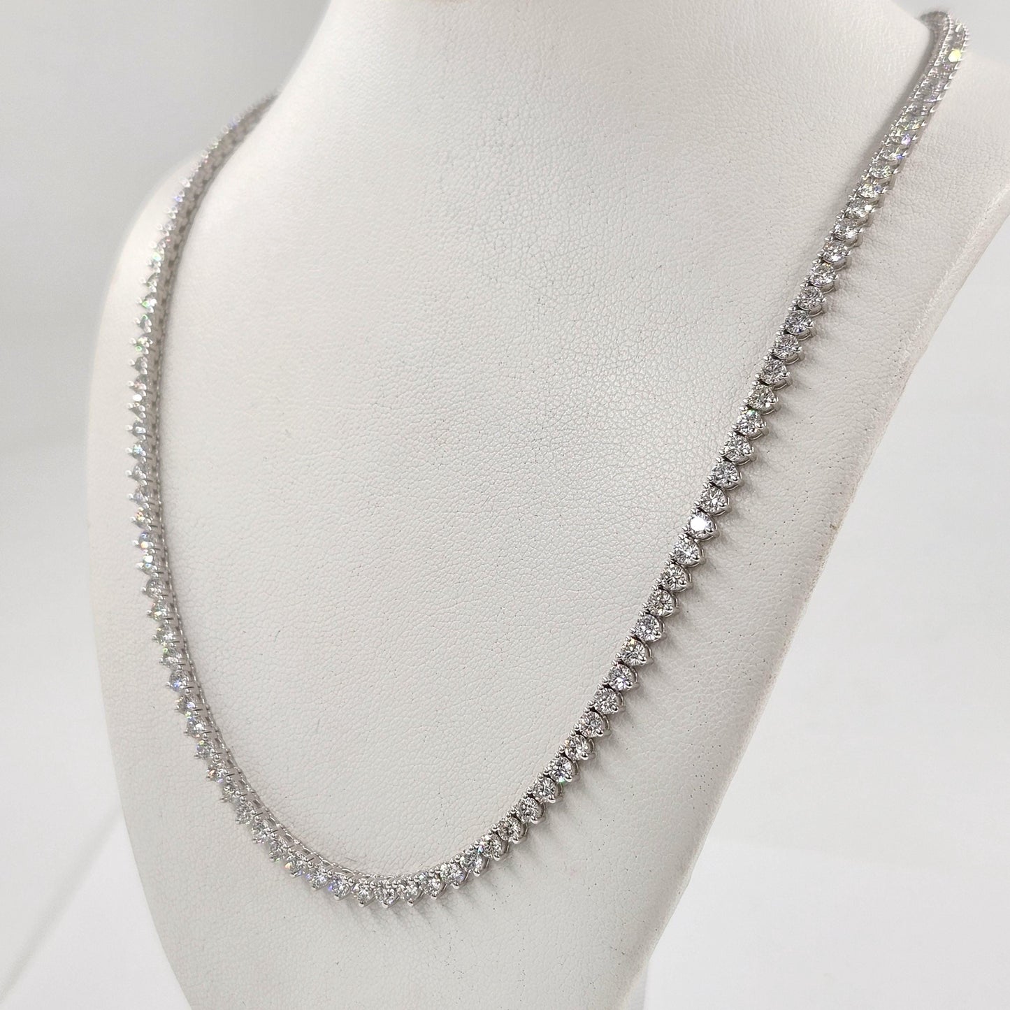 10ct Natural Diamond Tennis Necklace, 14k Gold Anniversary Necklace
