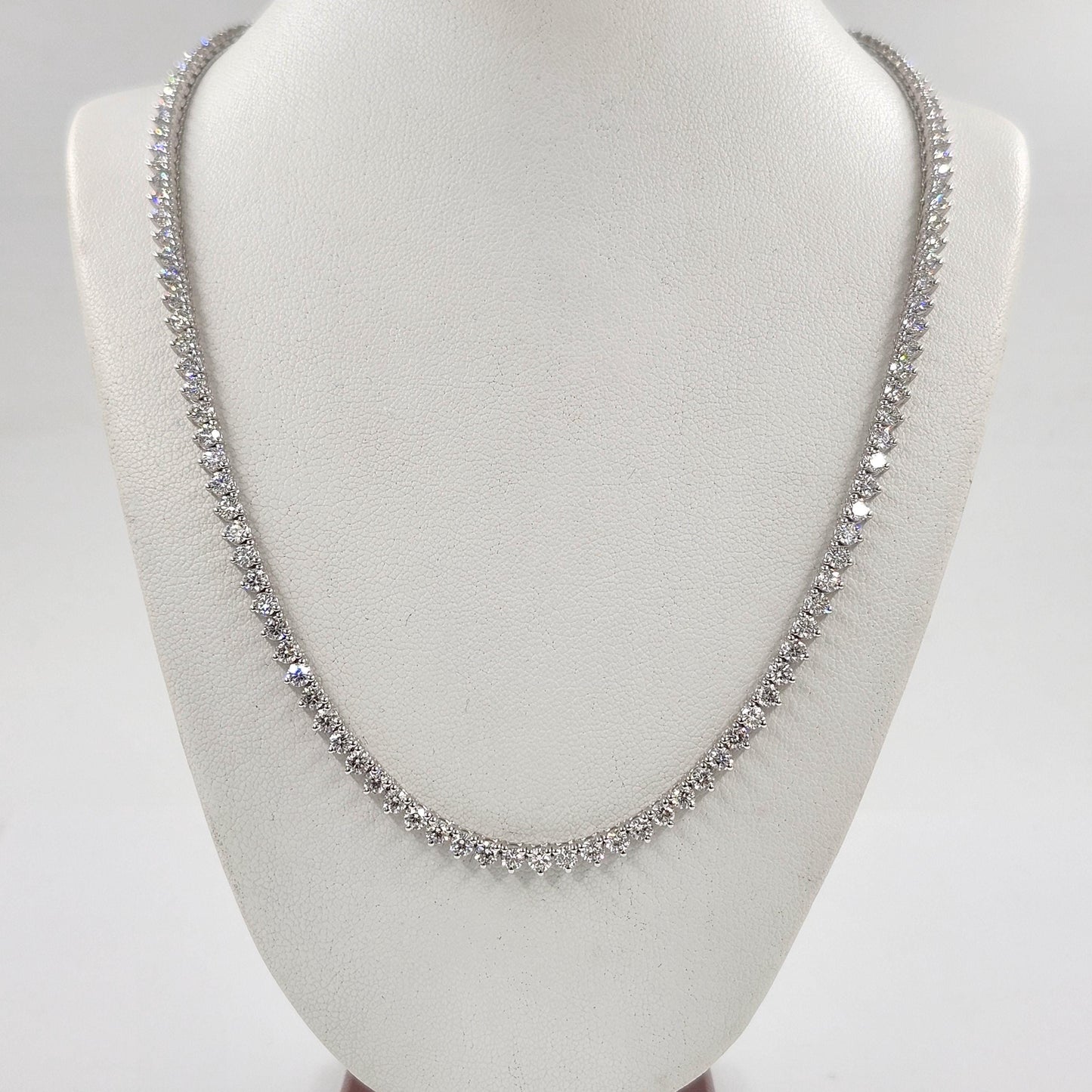 10ct Natural Diamond Tennis Necklace, 14k Gold Anniversary Necklace