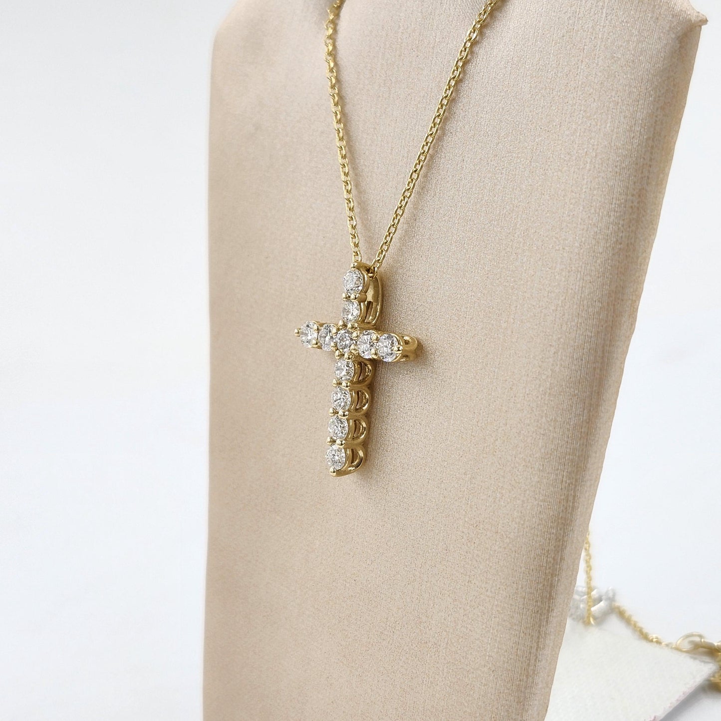 Diamond Cross Pendant: 14K Gold Religious Necklace- Anniversary Gift
