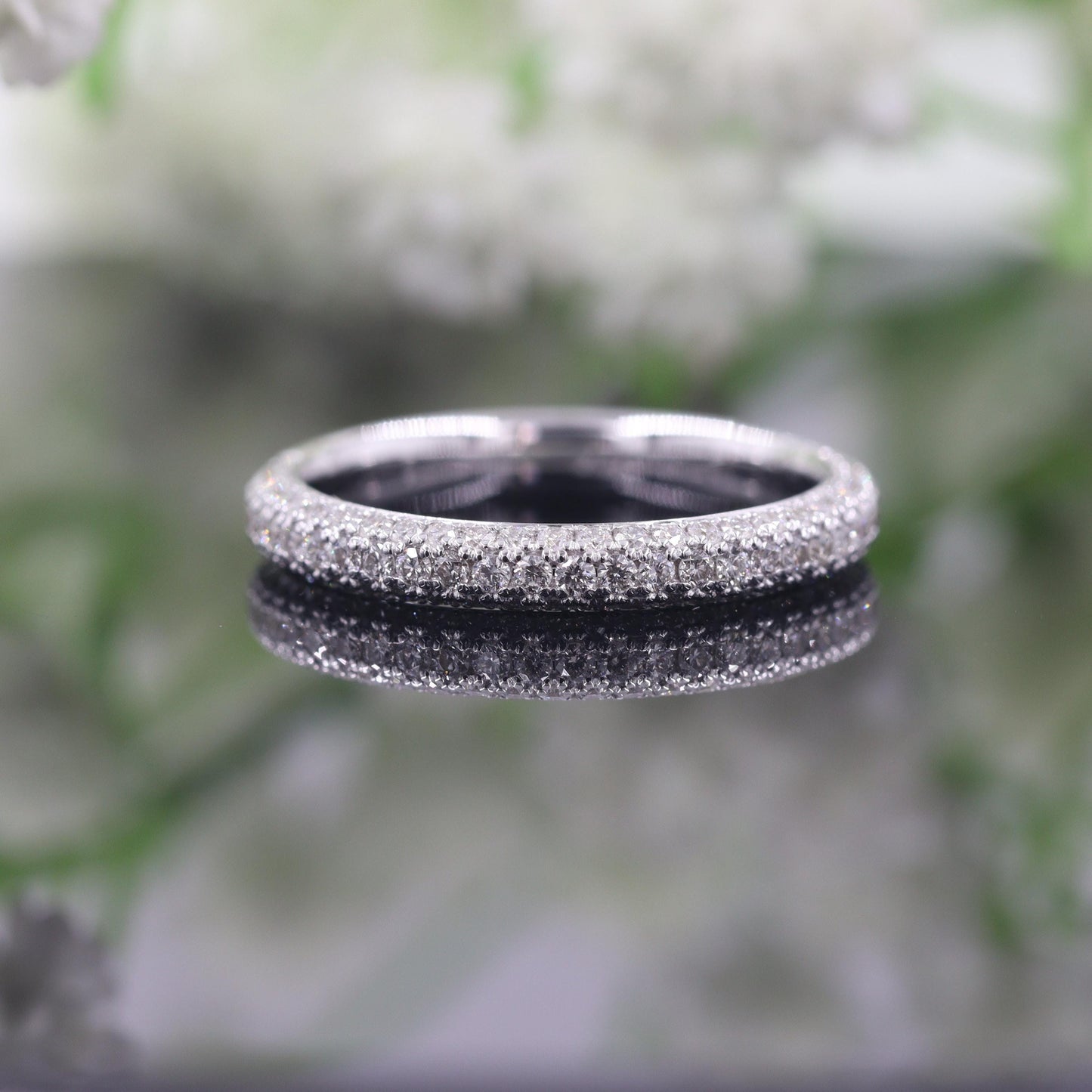 14K Gold Full Eternity Diamond 3.0mm Matching Wedding Band  - Anniversary Ring