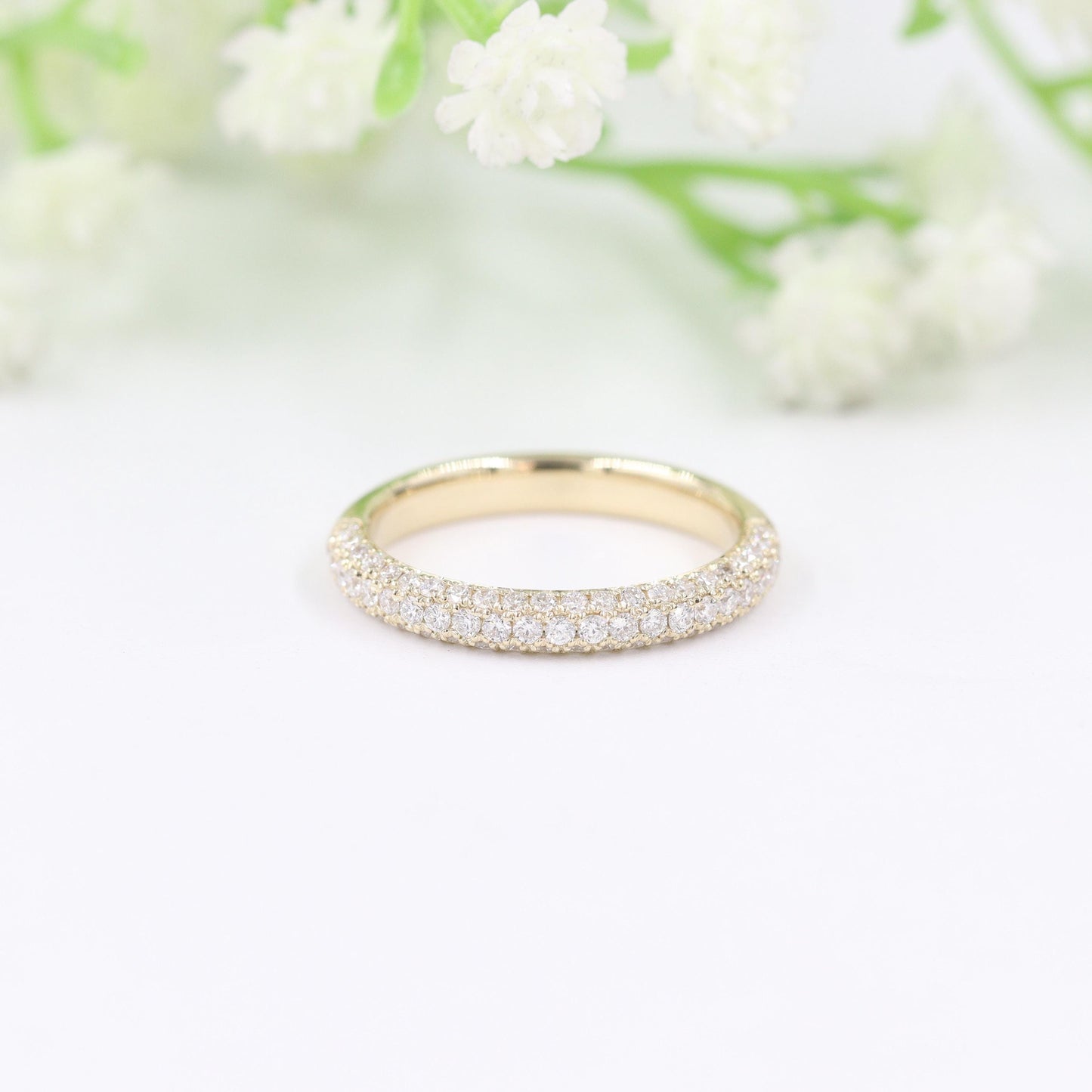 14K Gold Full Eternity Diamond 3.0mm Matching Wedding Band  - Anniversary Ring