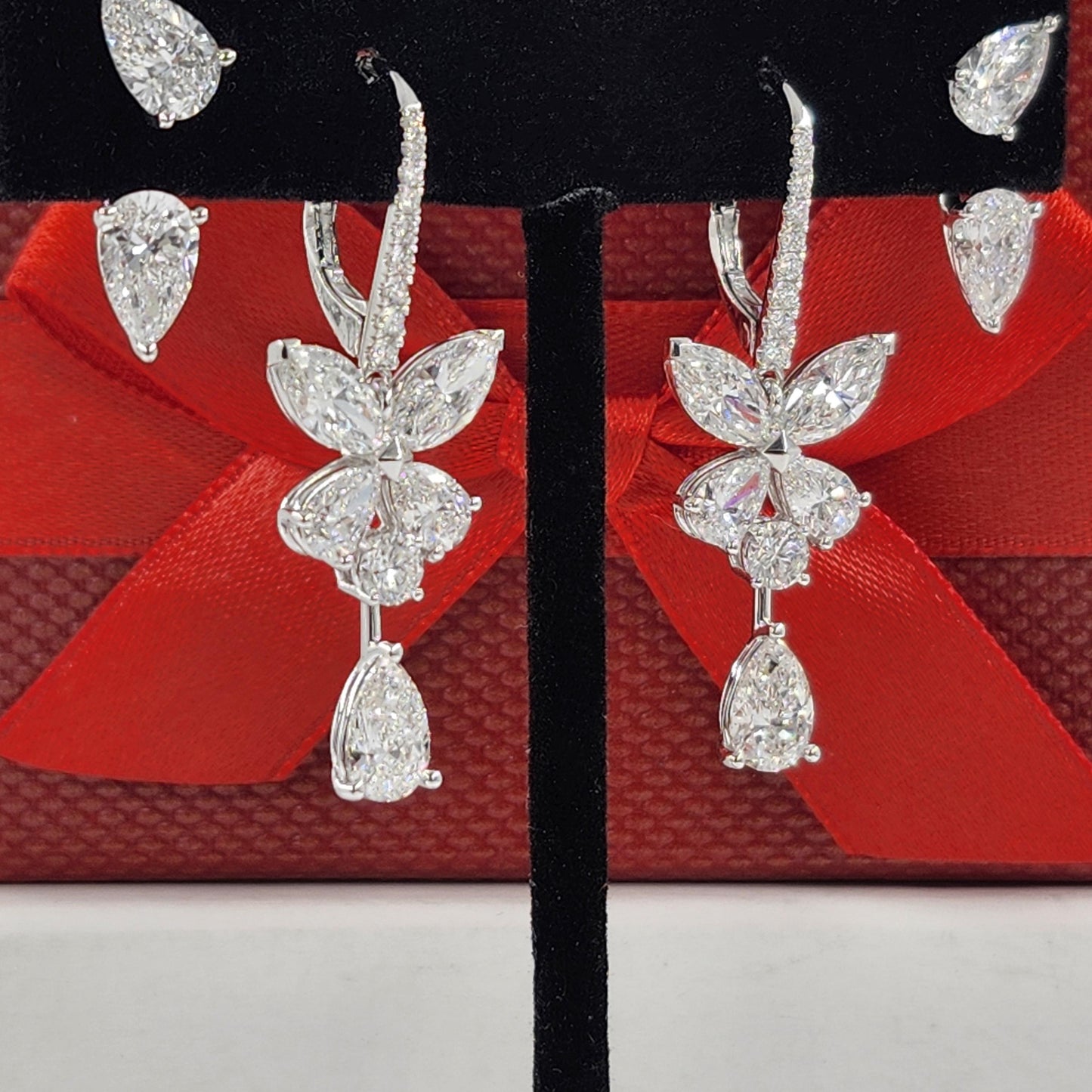 Multi Lab Diamonds Drop earrings - 14K gold Diamonds Luxury Earrings - Anniversary Gift