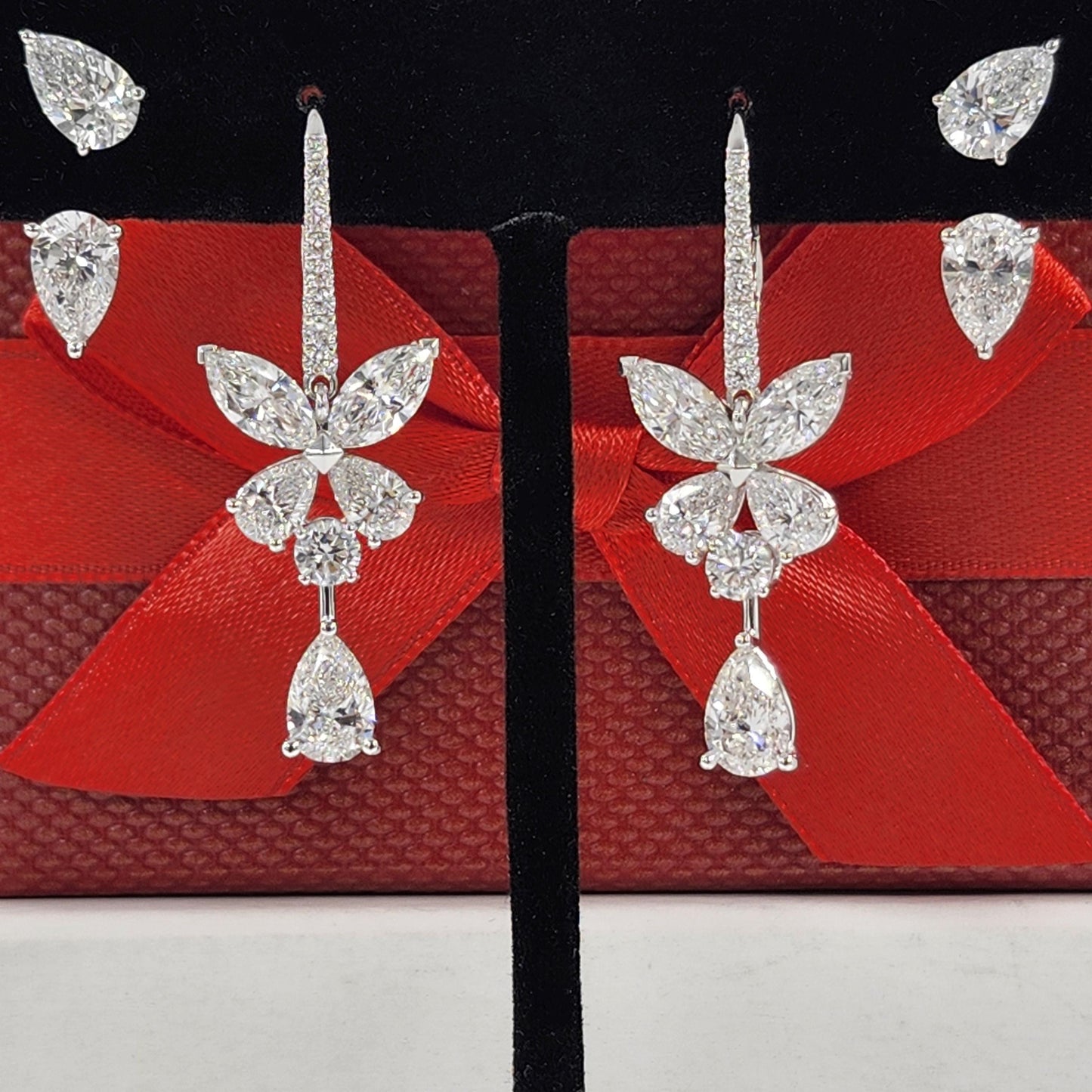 Multi Lab Diamonds Drop earrings - 14K gold Diamonds Luxury Earrings - Anniversary Gift