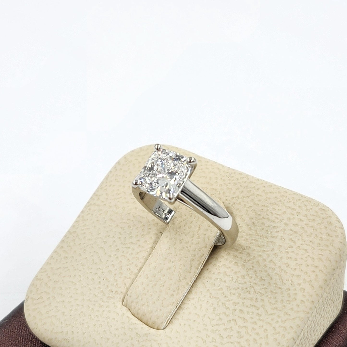 Cushion Cut Solitaire Diamond Platinum Engagement Ring - Anniversary gift