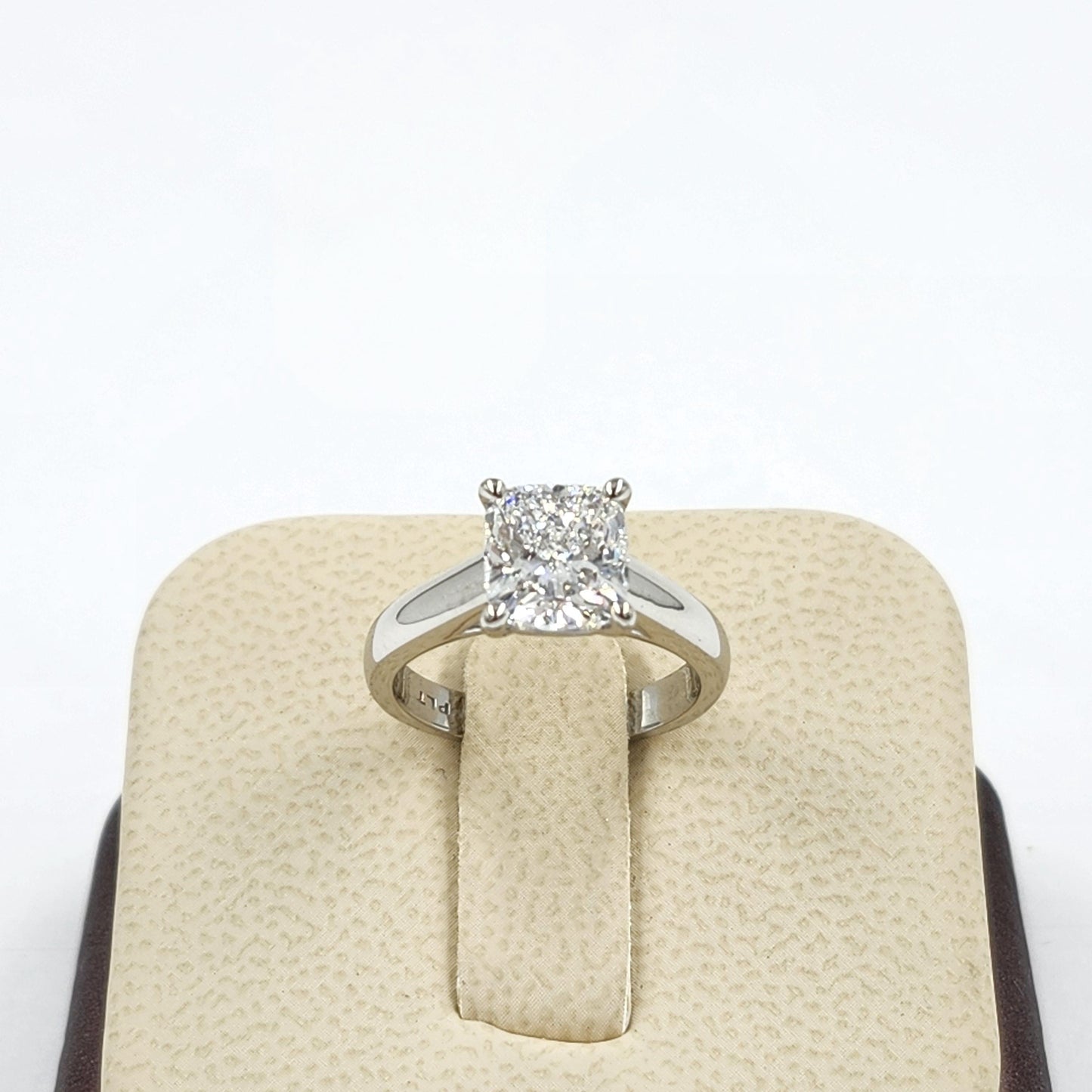 Cushion Cut Solitaire Diamond Platinum Engagement Ring - Anniversary gift