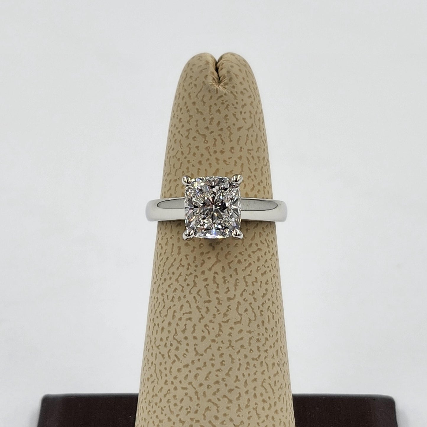 Cushion Cut Solitaire Diamond Platinum Engagement Ring - Anniversary gift