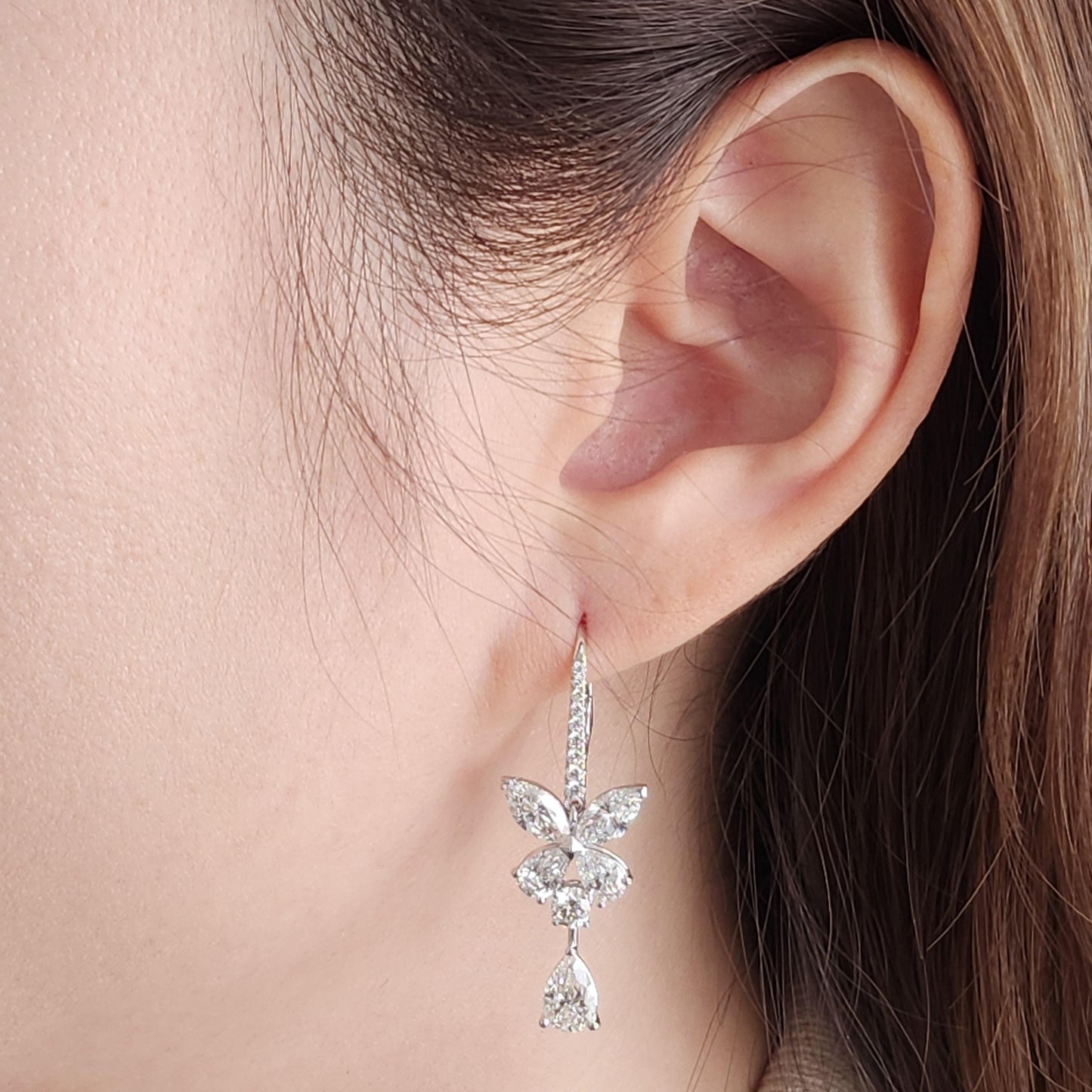 Multi Lab Diamonds Drop earrings - 14K gold Diamonds Luxury Earrings - Anniversary Gift
