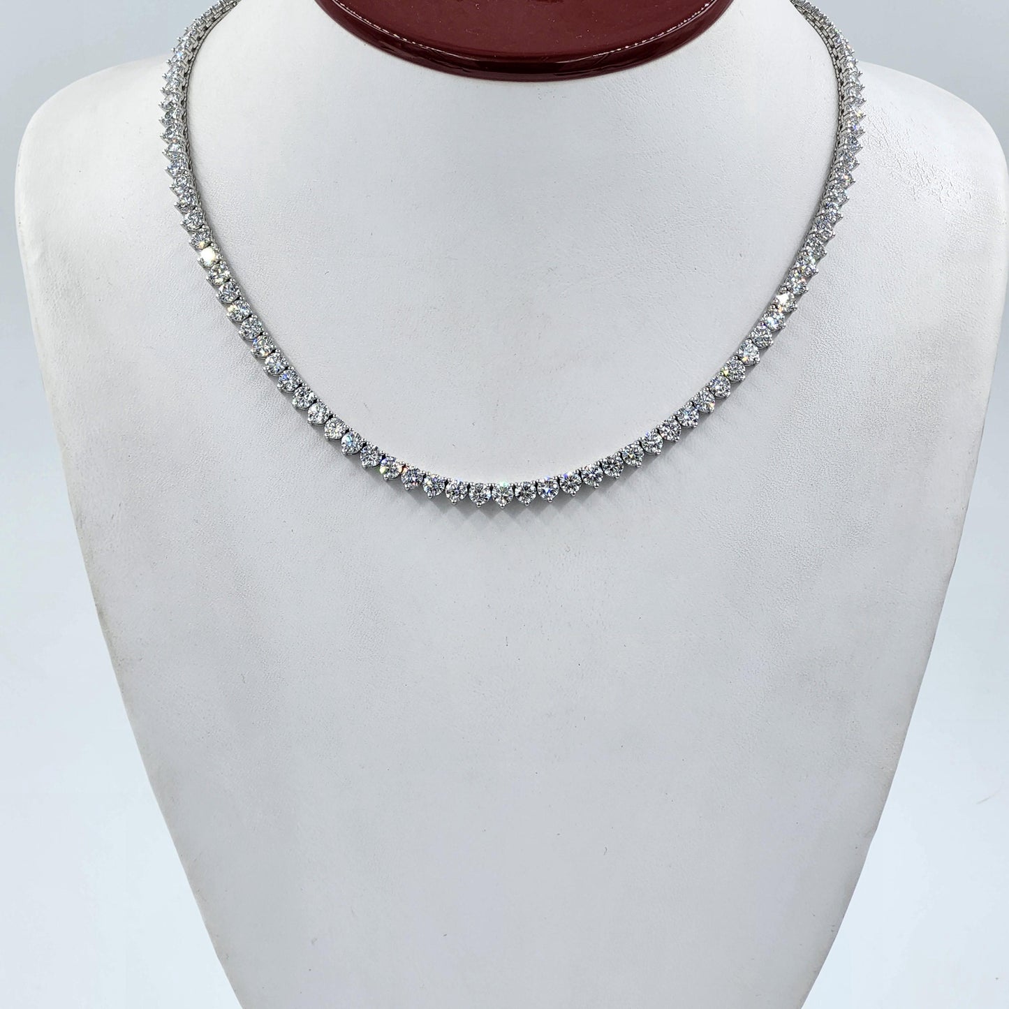 21ct Round Diamond 3 Prong Tennis Necklace /14k Gold Diamond Tennis Necklace/Anniversary Gift
