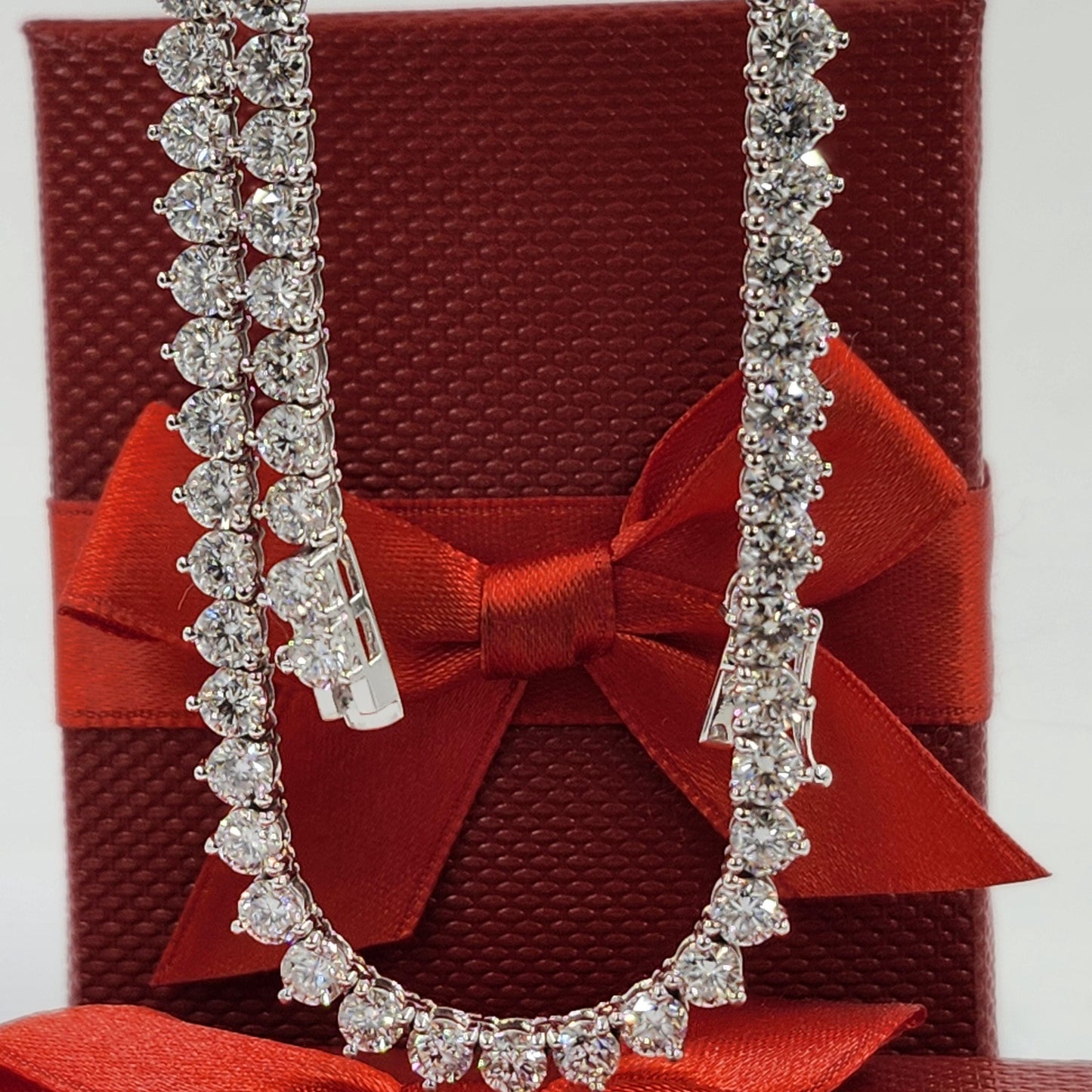 21ct Round Diamond 3 Prong Tennis Necklace /14k Gold Diamond Tennis Necklace/Anniversary Gift