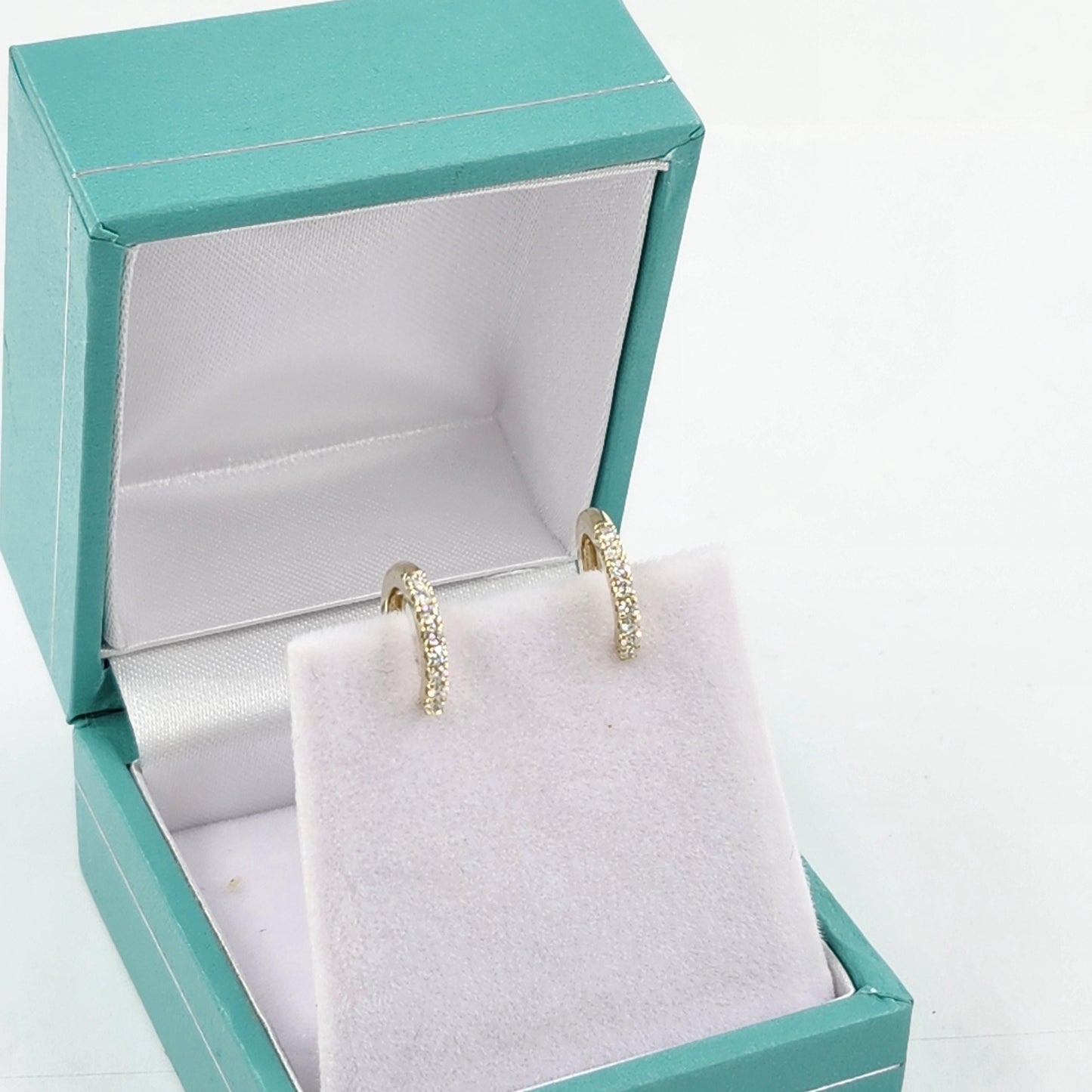 Natural Diamond Small Hoop Earrings: 14K Gold Diameter 11mm,12mm,13mm Diamond Hoop Earrings -Anniversary gift