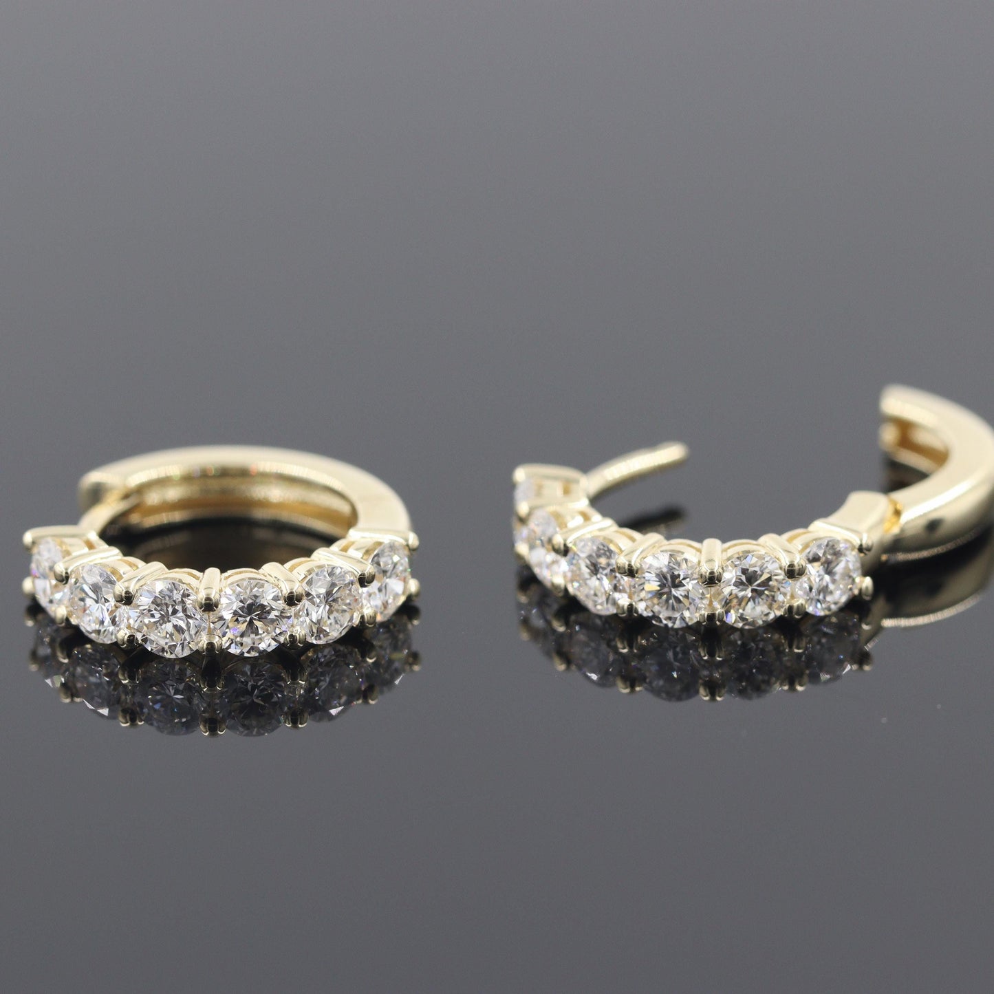Diamond Hoop Earrings: 14K,18K gold Prong Diamond 1.4ct Hoop Earring - Anniversary gift