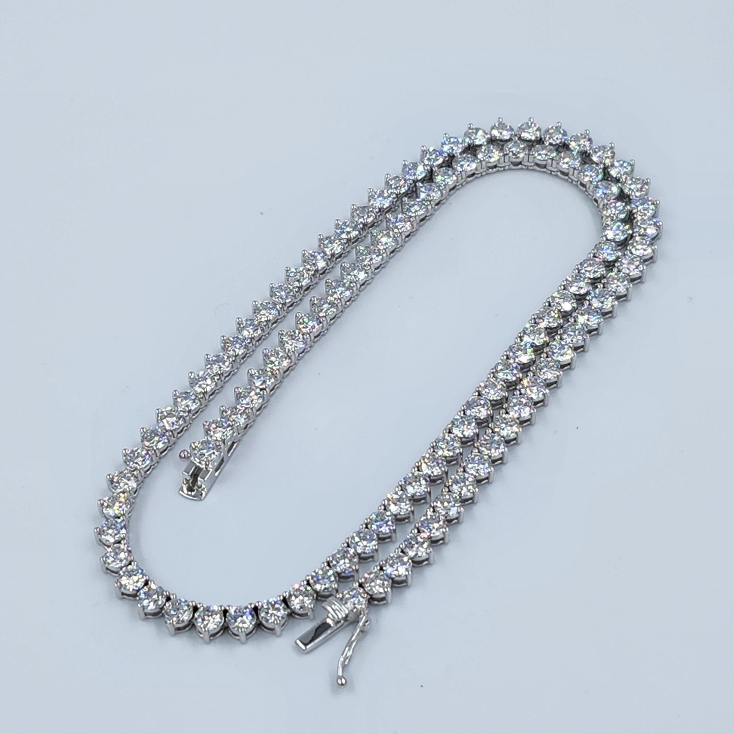 21ct Round Diamond 3 Prong Tennis Necklace /14k Gold Diamond Tennis Necklace/Anniversary Gift