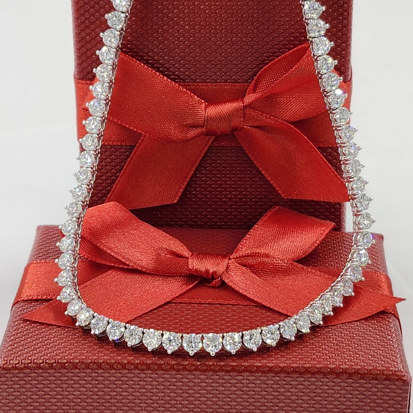 21ct Round Diamond 3 Prong Tennis Necklace /14k Gold Diamond Tennis Necklace/Anniversary Gift