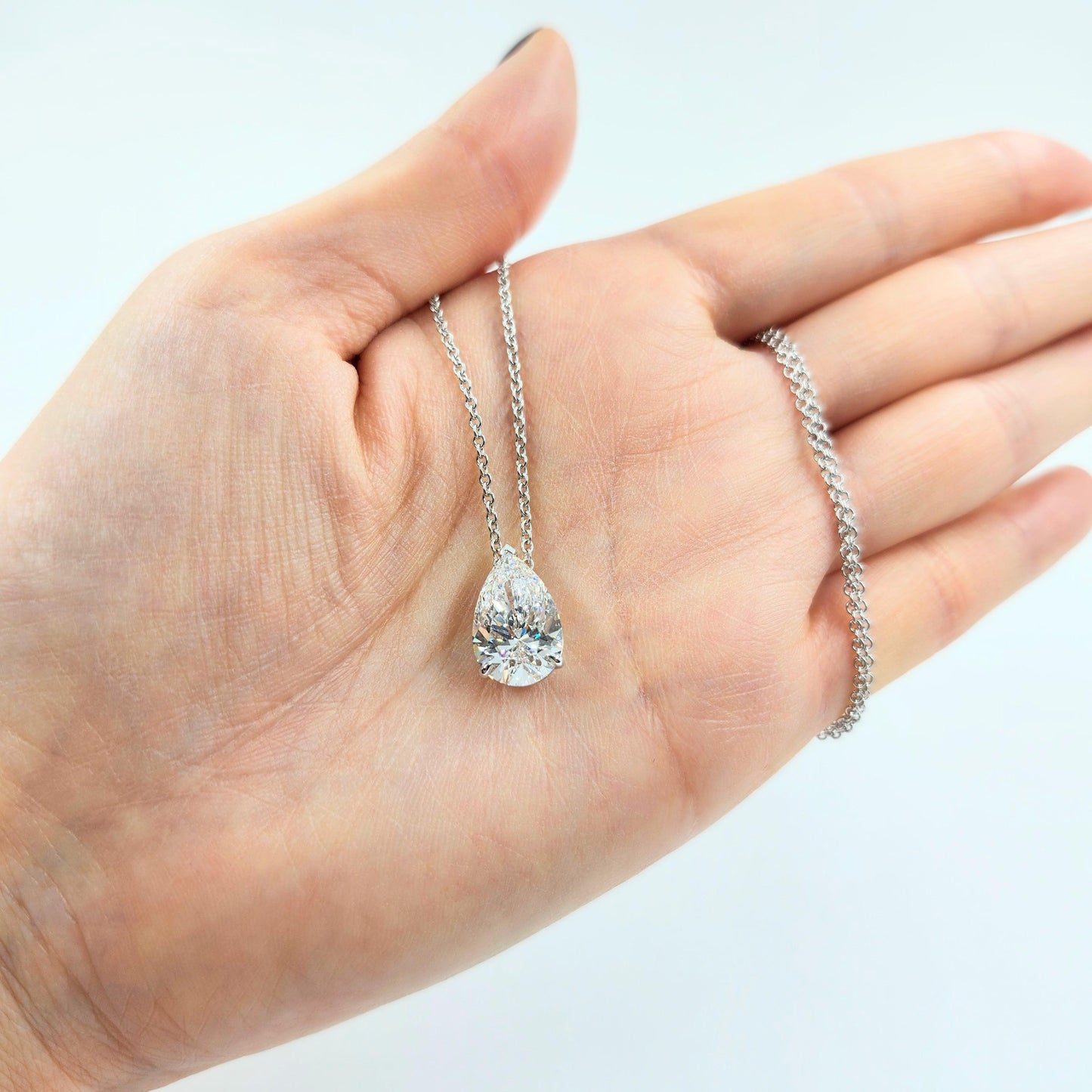 GIA 5ct Center Pear Diamond Solitaire Pendant - Pear Diamond Pendant - Anniversary Gift