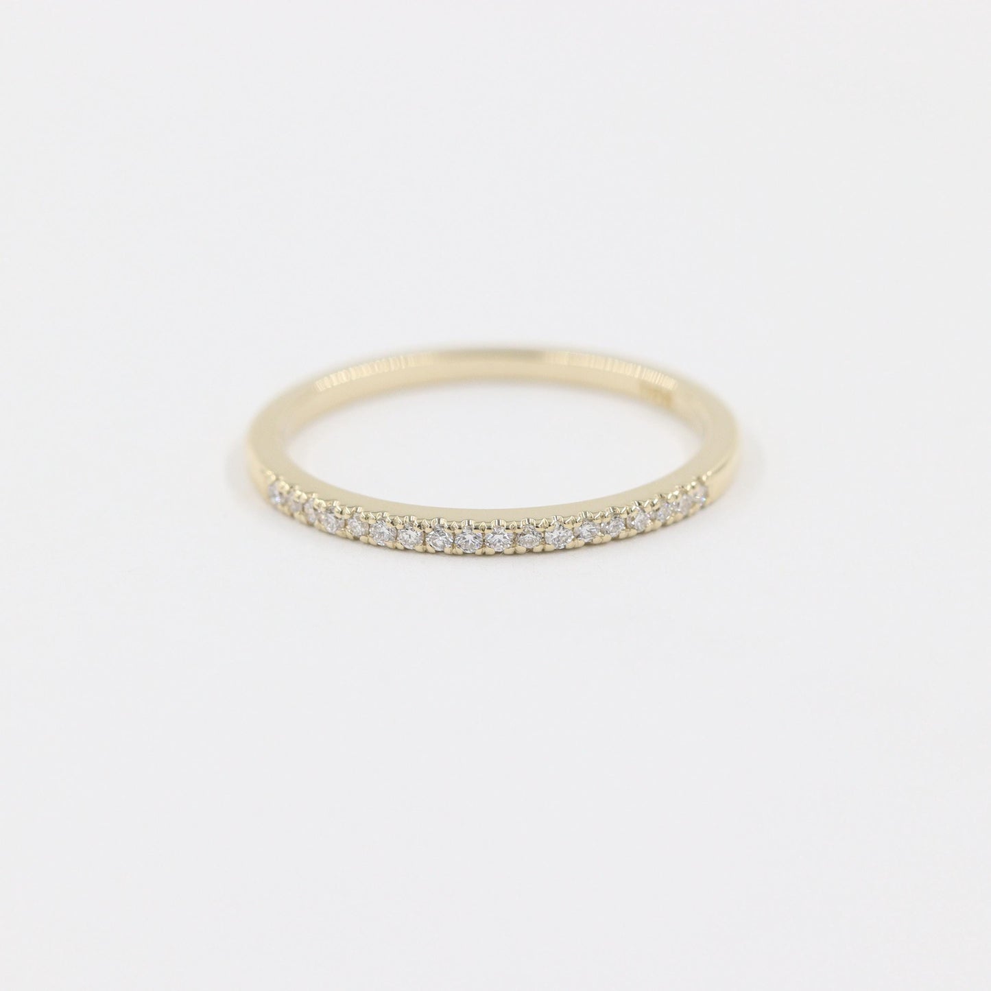 14K Natural Diamond Eternity Wedding Band: Stackable Diamond Wedding 1.4mm Band - Anniversary gift