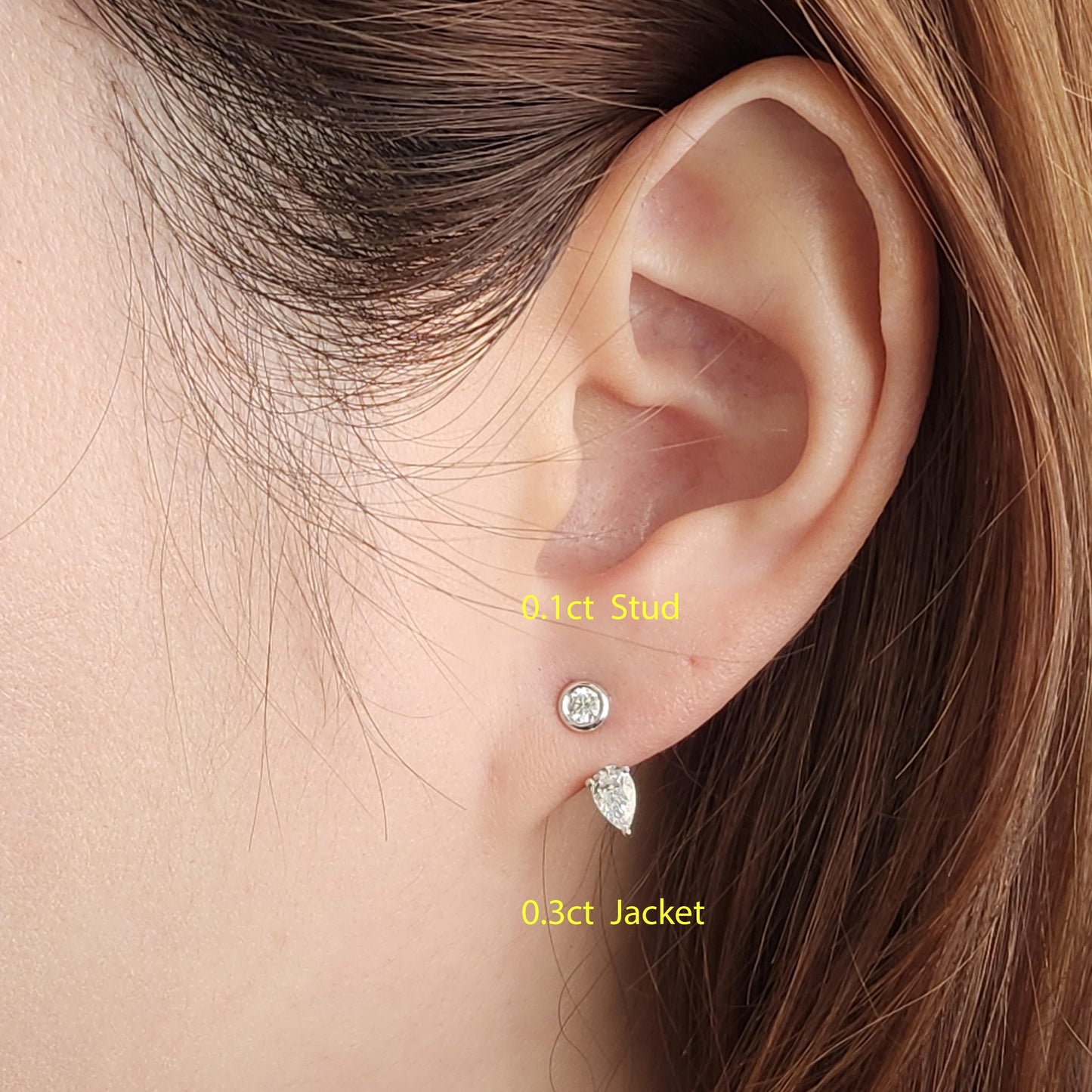 Pear Diamond Jacket Earring/ Three Prong Diamond Jacket Earring/ Jacket earring only / Single or Pair Jacket Earring/ Anniversary gift