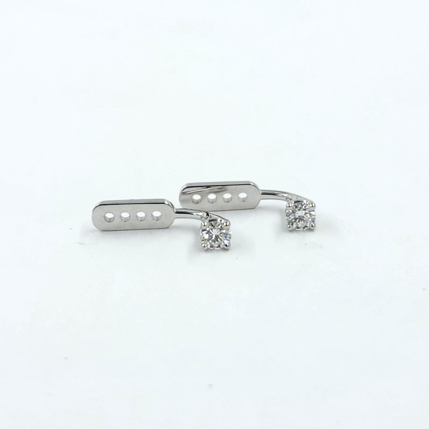 14K Gold Natural Diamond Jacket Earring : Four Prong Setting earring jacket  - Anniversary gifts