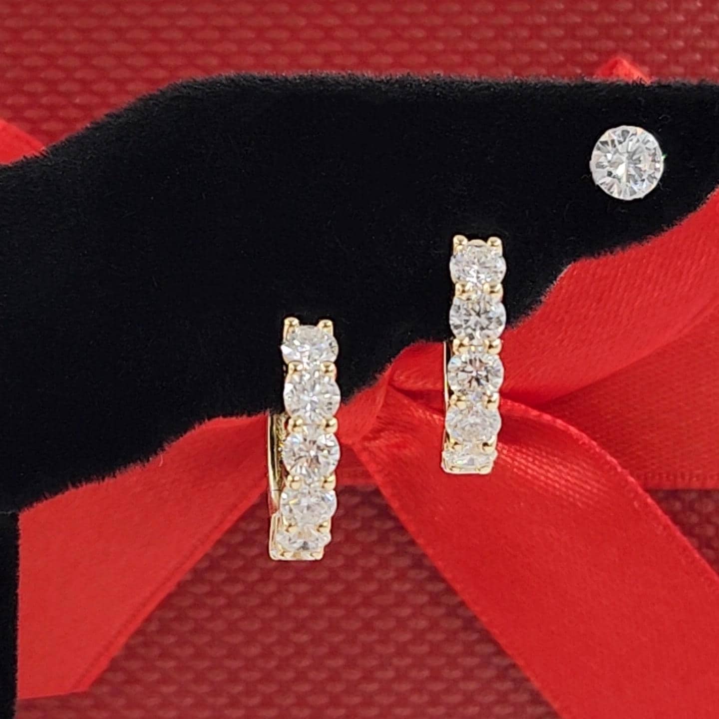 Diamond Hoop Earrings: 14K,18K gold Prong Diamond 1.4ct Hoop Earring - Anniversary gift