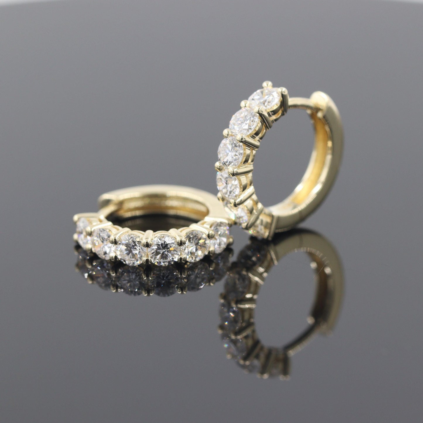 Diamond Hoop Earrings: 14K,18K gold Prong Diamond 1.4ct Hoop Earring - Anniversary gift