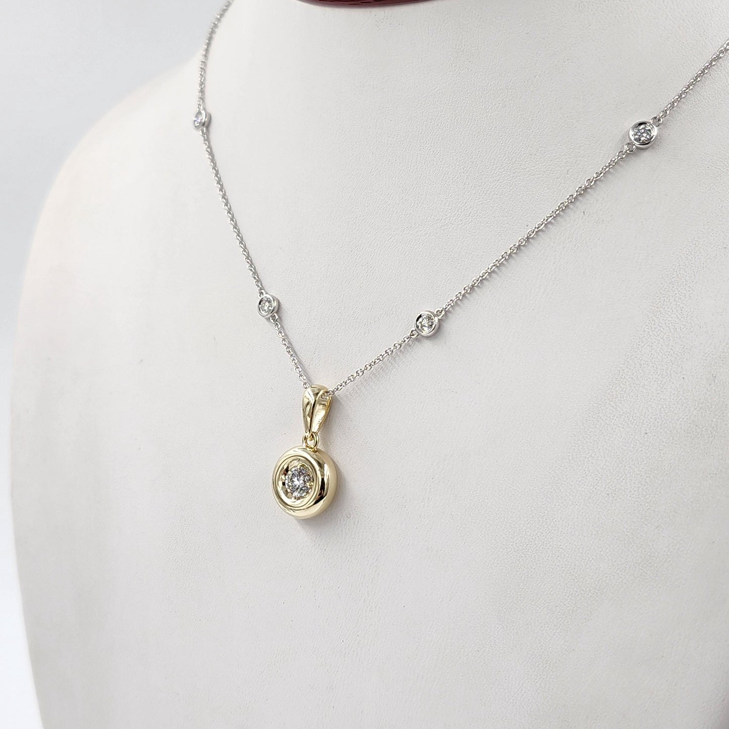 14K Gold 0.5ct Round Diamond Solitaire Pendant - Pendant Only- Anniversary gift