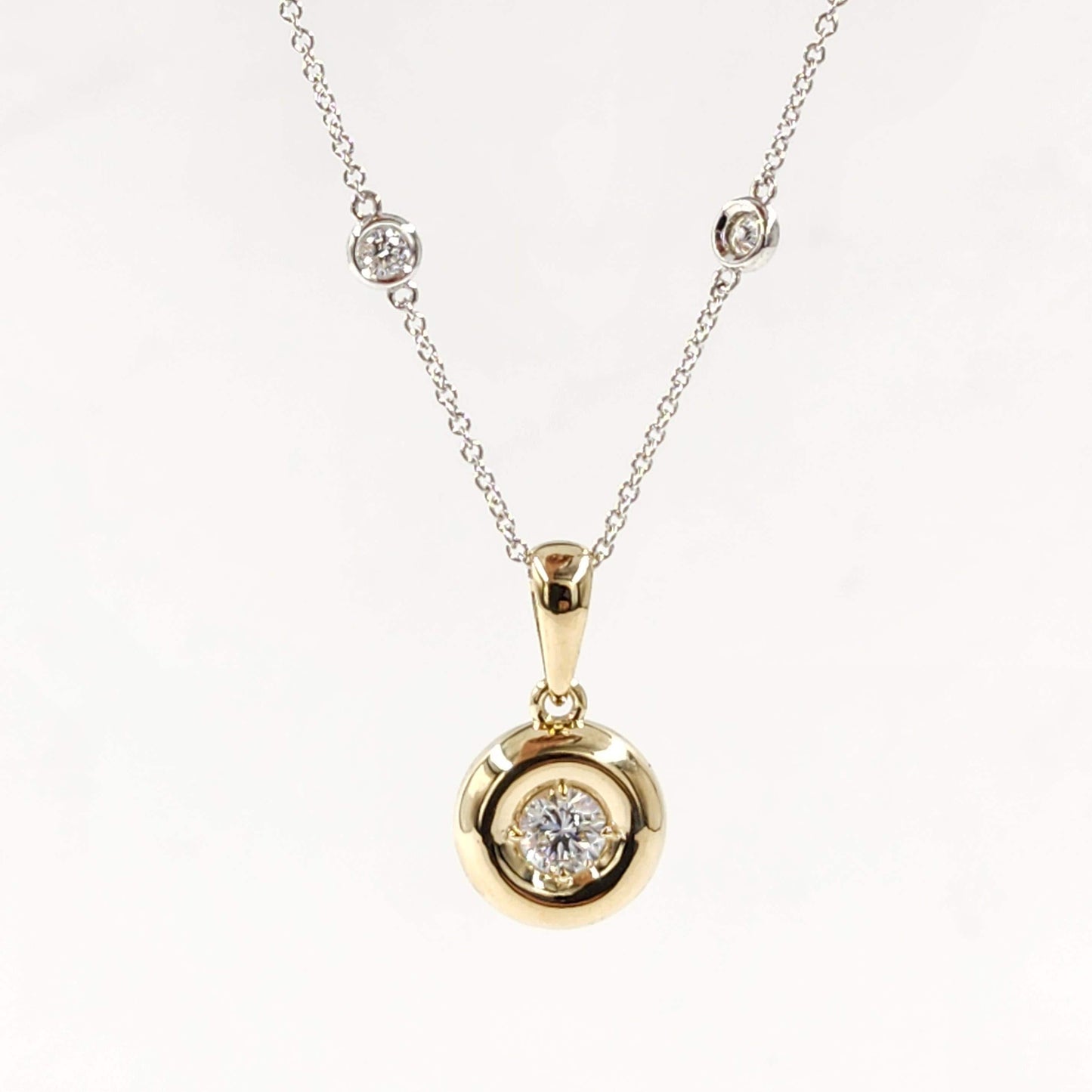 14K Gold 0.5ct Round Diamond Solitaire Pendant - Pendant Only- Anniversary gift