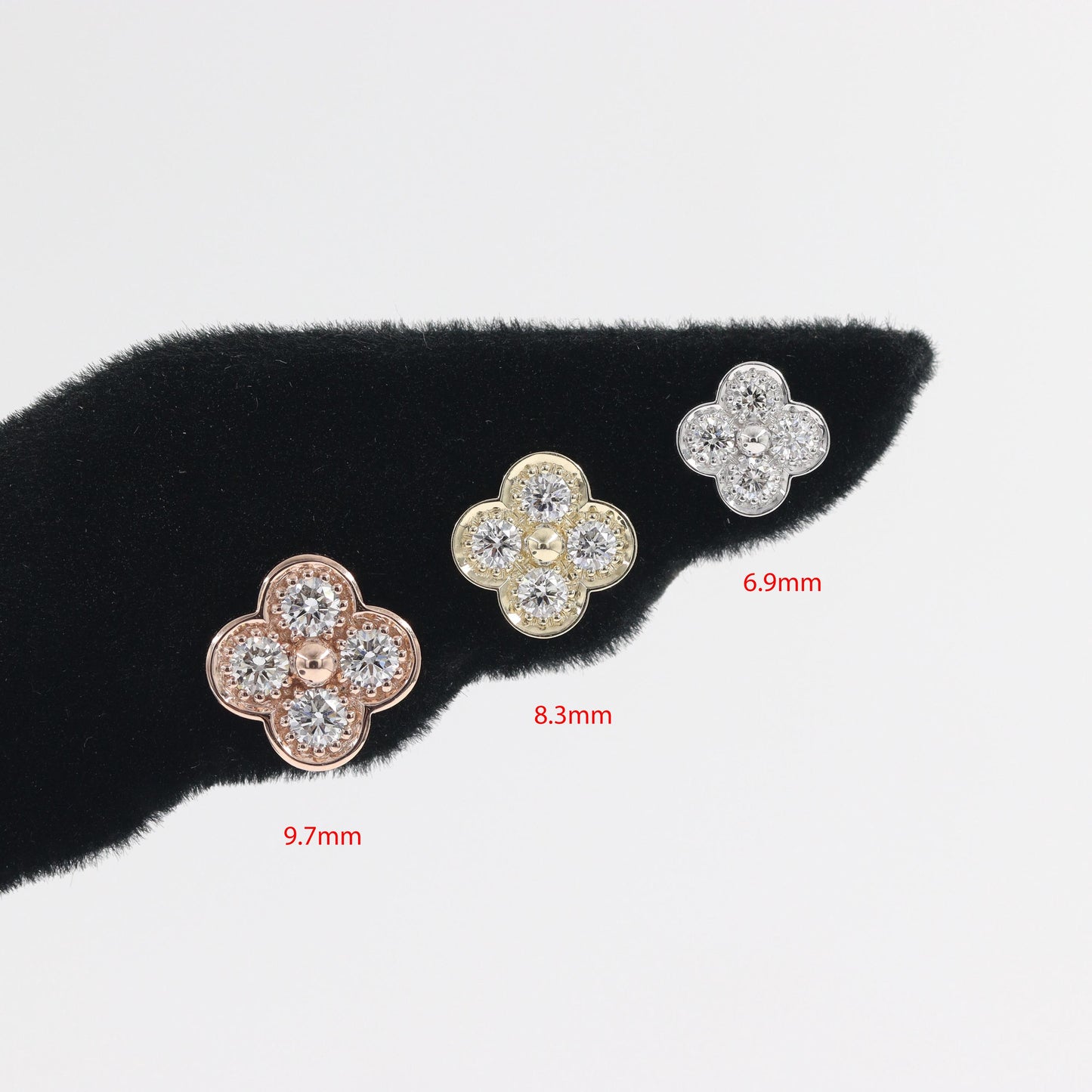 Natural Diamond Clover Earrings/14K,18K gold 9.7mm Clover Classic Dainty Cluster Stud Earrings-Diamond Stud Earring - Anniversary gift