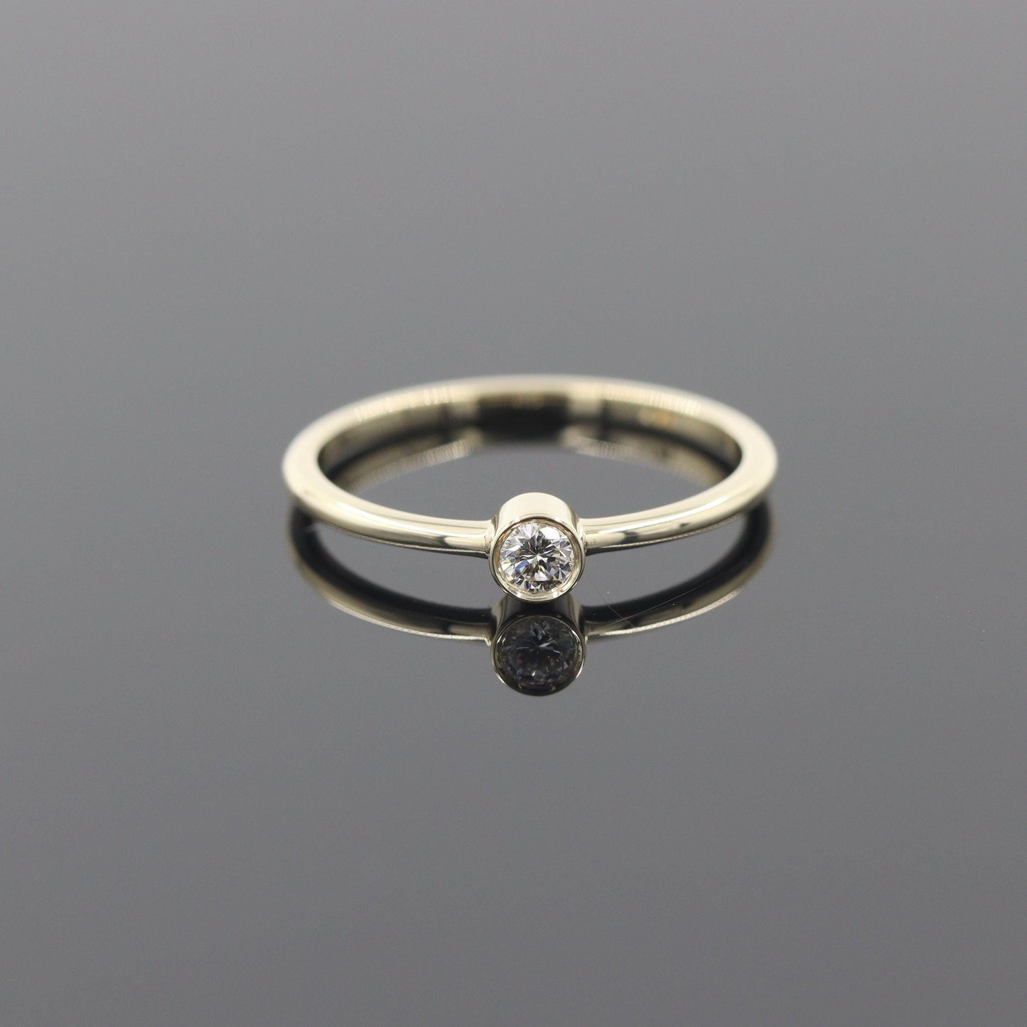 14K gold Straight Bezel .03ct~0.1ct Natural Diamond Stackable Ring / Dainty Simple Engagement Diamond Ring / Anniversary gift