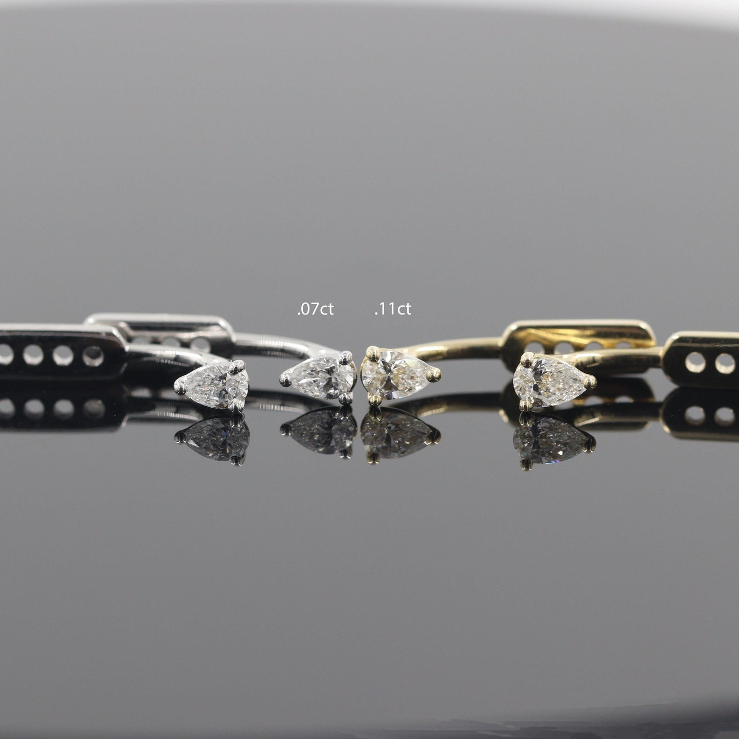 14K Gold Pear Natural Diamond Earring Jackets: Handmade Prong Setting Jacket earring only - Anniversary gift