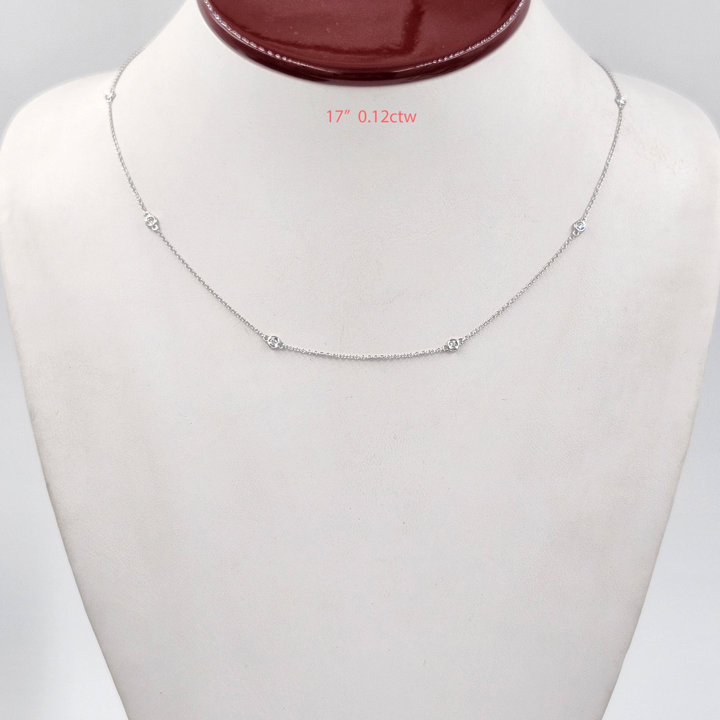 Six Natural Diamonds Small Bezel By The Yard Necklace/14K gold 0.12ctw Diamond Necklace/Diamond Wedding Necklace/Anniversary Gift