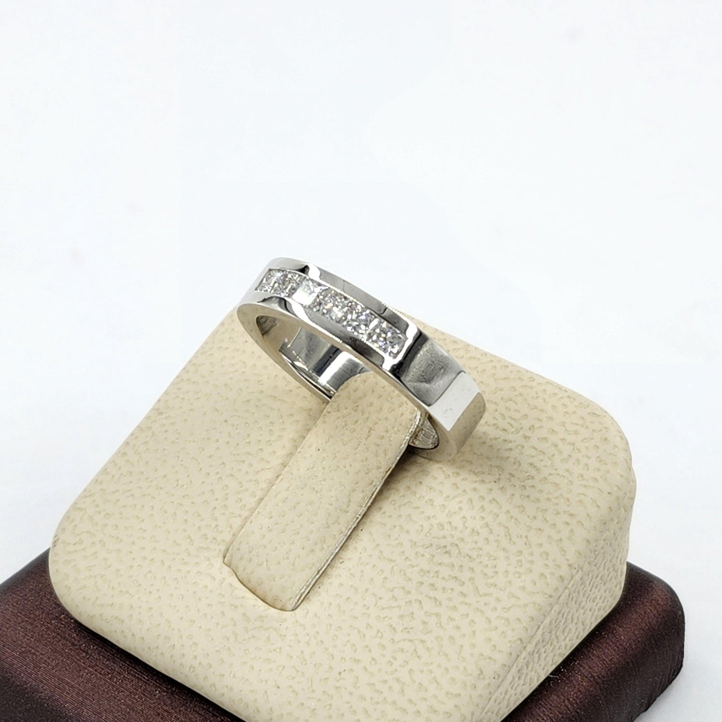 Handmade Princess Cut Diamond Man's Ring - 5mm Platinum Wedding Ring - Anniversary gift
